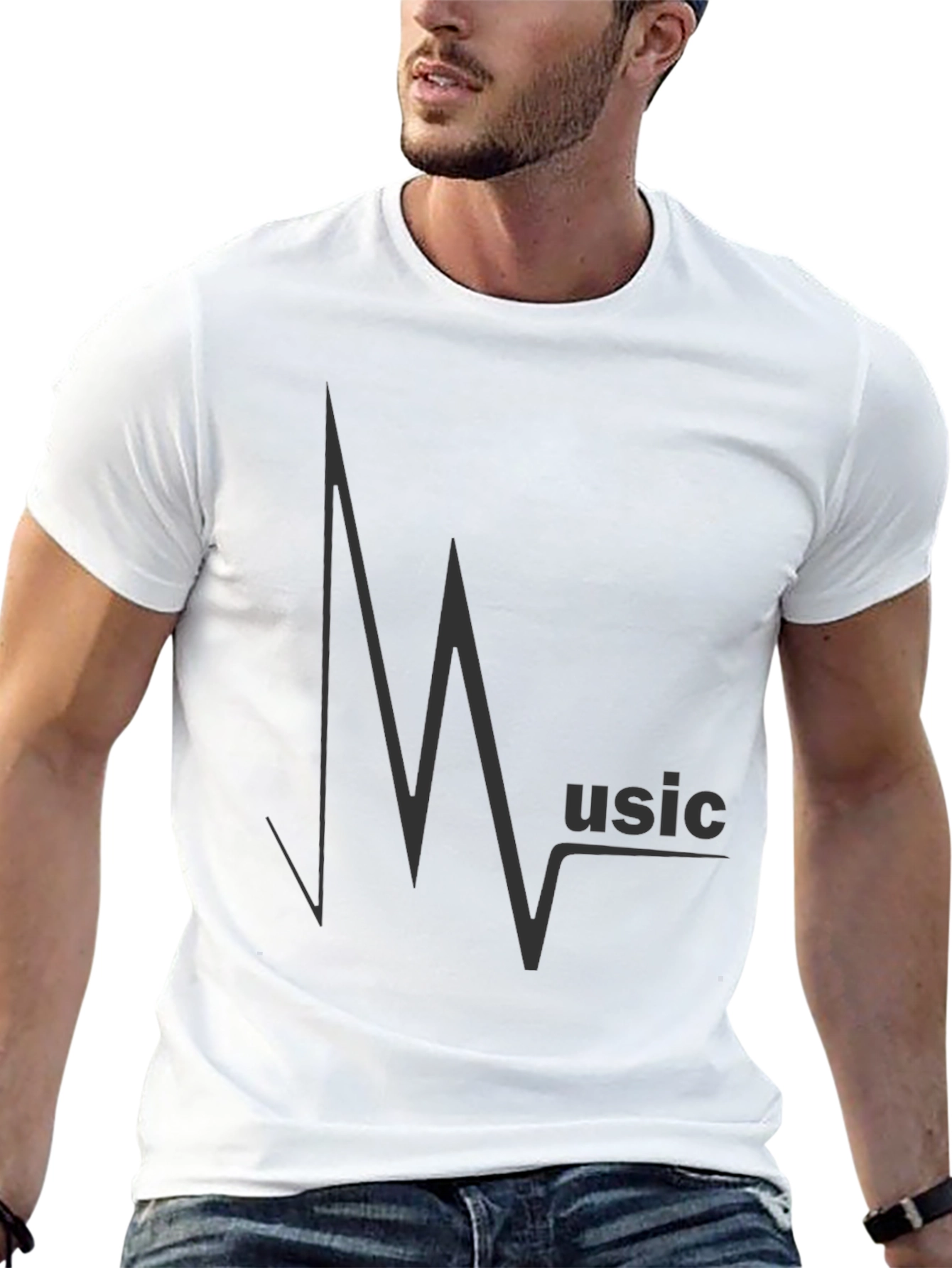 Music Heartbeat Graphic Black T-Shirt