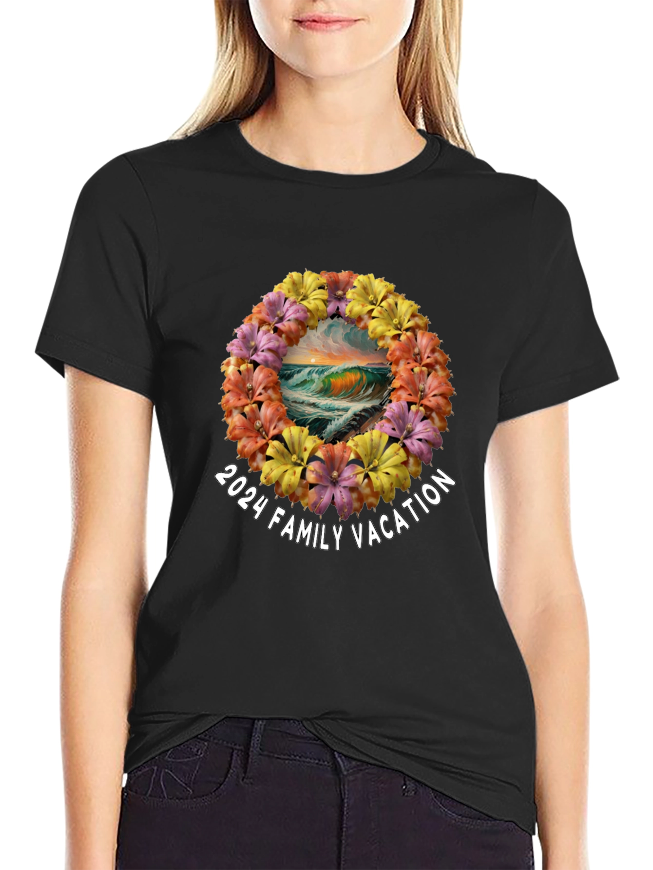 2024 Family Vacation Wave Flower T-Shirt
