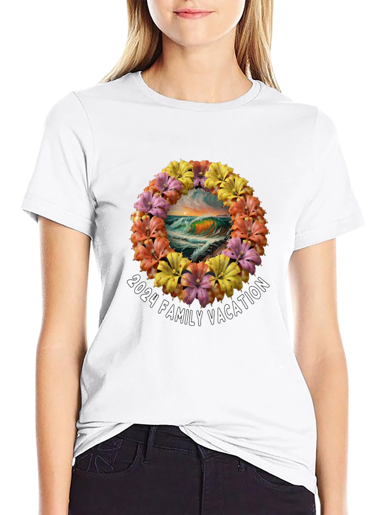 2024 Family Vacation Wave Flower T-Shirt