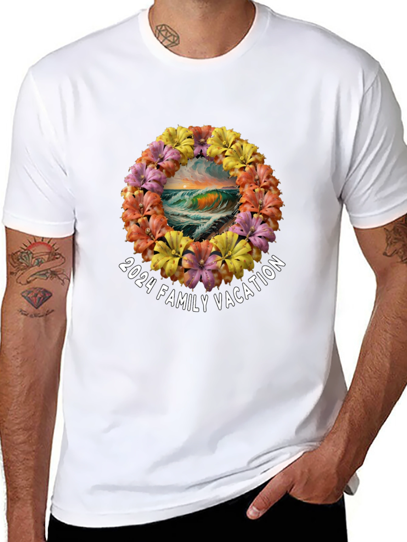2024 Family Vacation Wave Flower T-Shirt