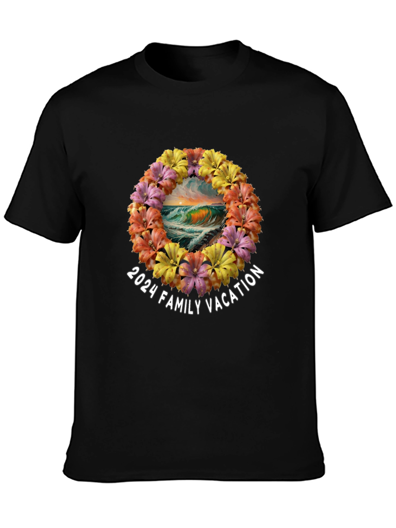 2024 Family Vacation Wave Flower T-Shirt