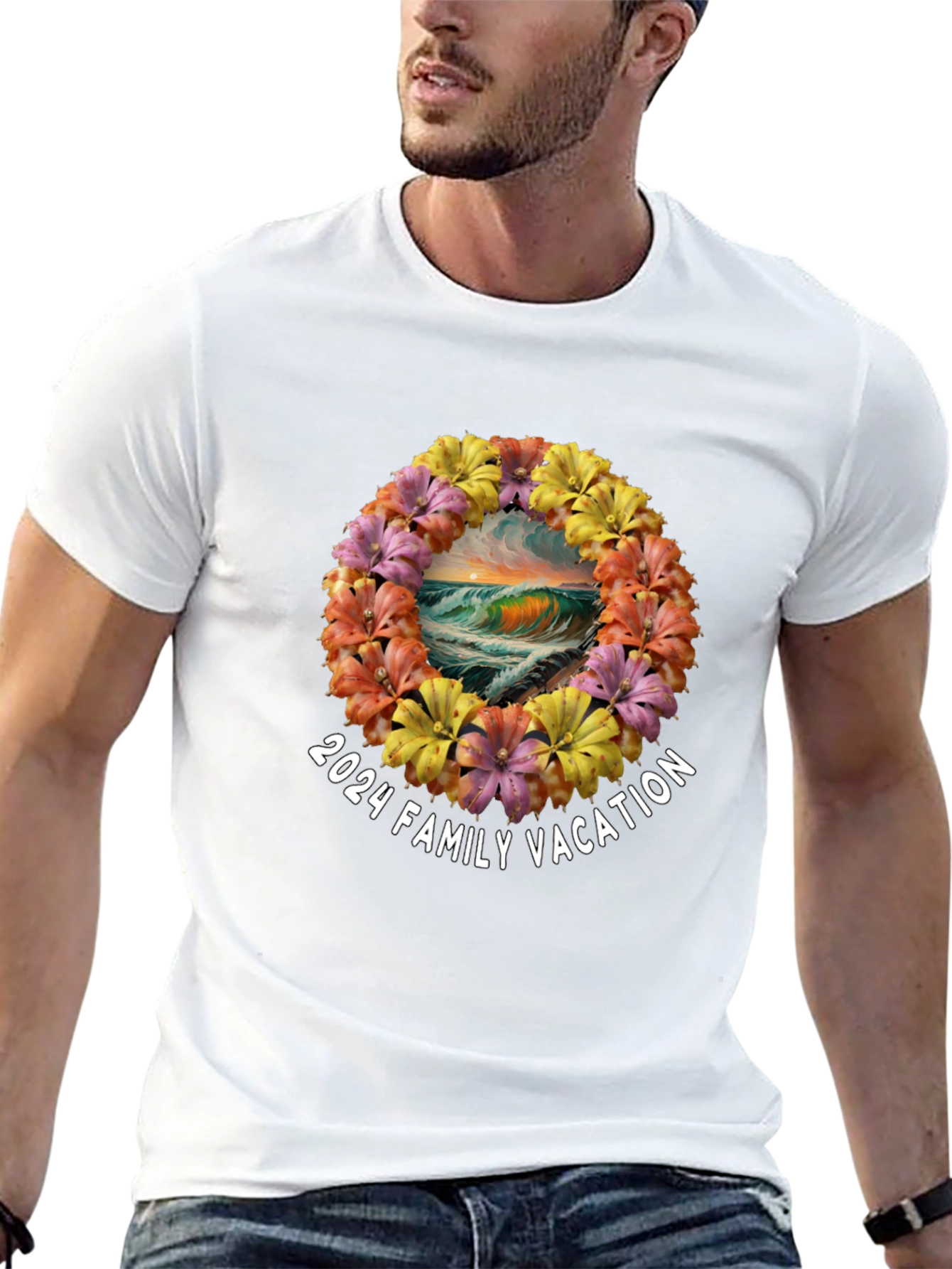 2024 Family Vacation Wave Flower T-Shirt