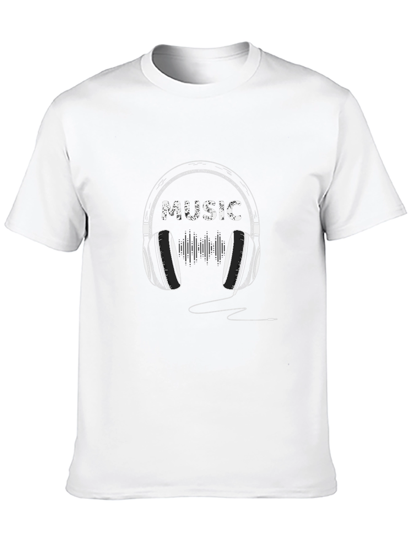 Music Headphone Graphic Tee - Trendy Black T-Shirt
