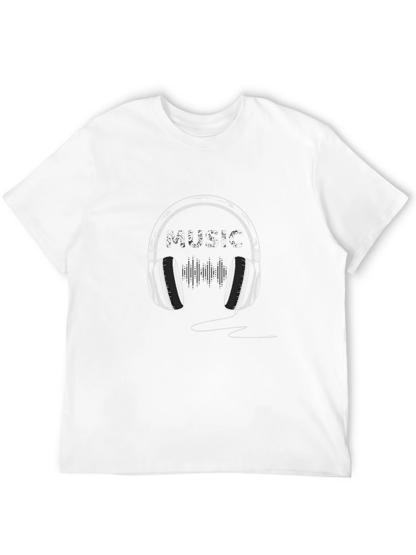 Music Headphone Graphic Tee - Trendy Black T-Shirt