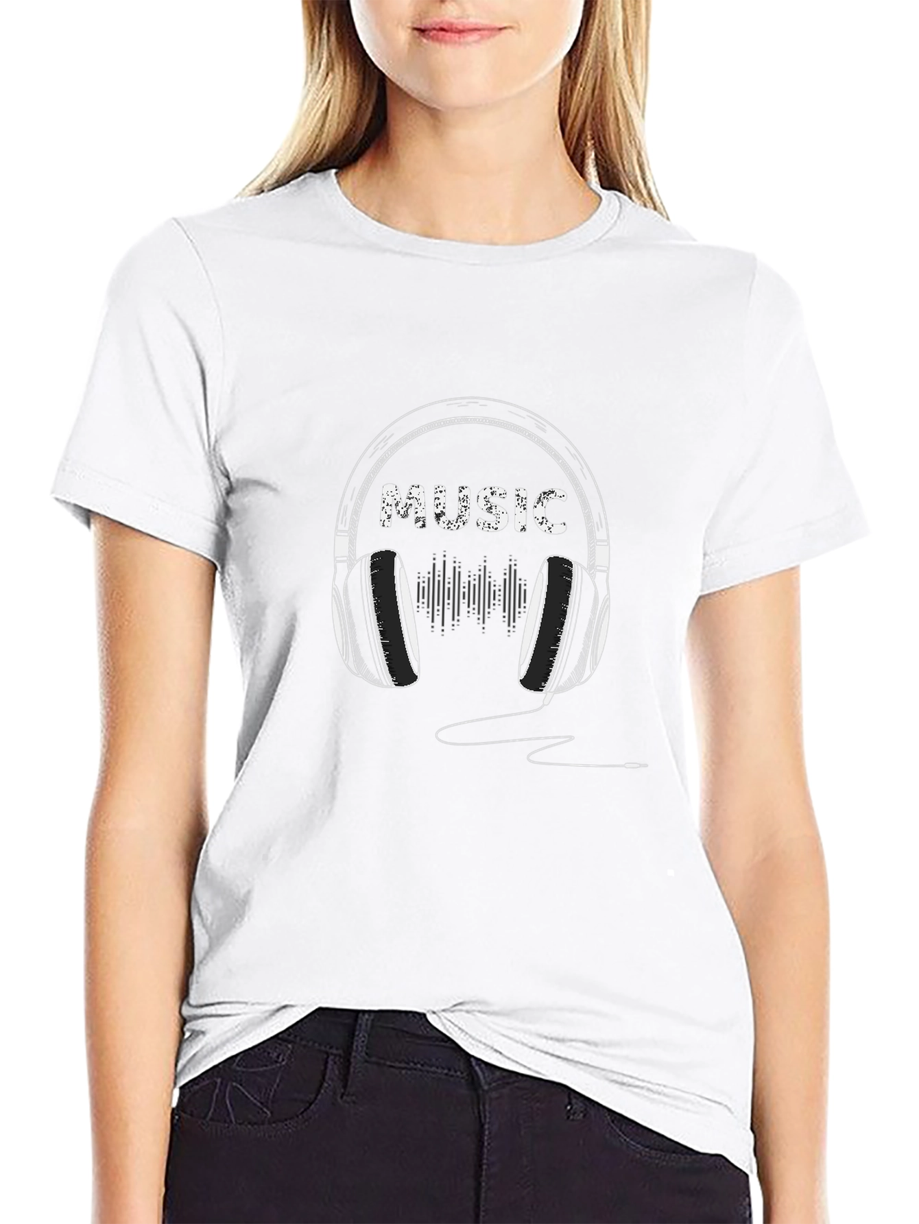Music Headphone Graphic Tee - Trendy Black T-Shirt