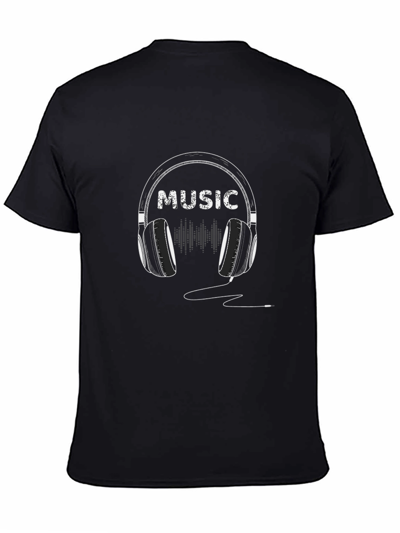 Music Headphone Graphic Tee - Trendy Black T-Shirt