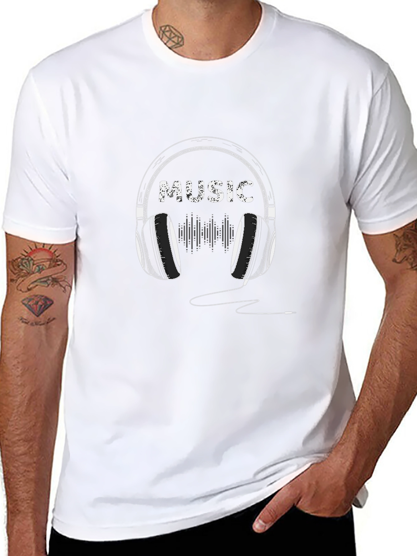 Music Headphone Graphic Tee - Trendy Black T-Shirt