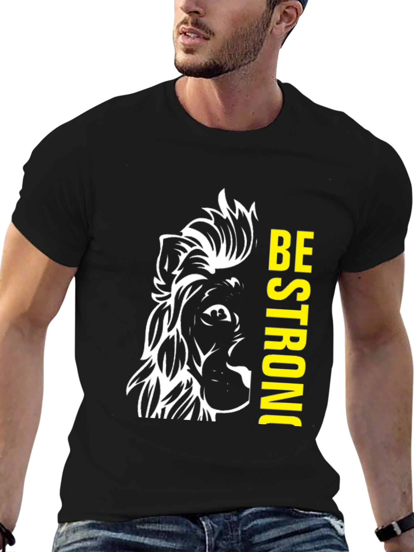 Lion Be Strong Black Graphic Tee