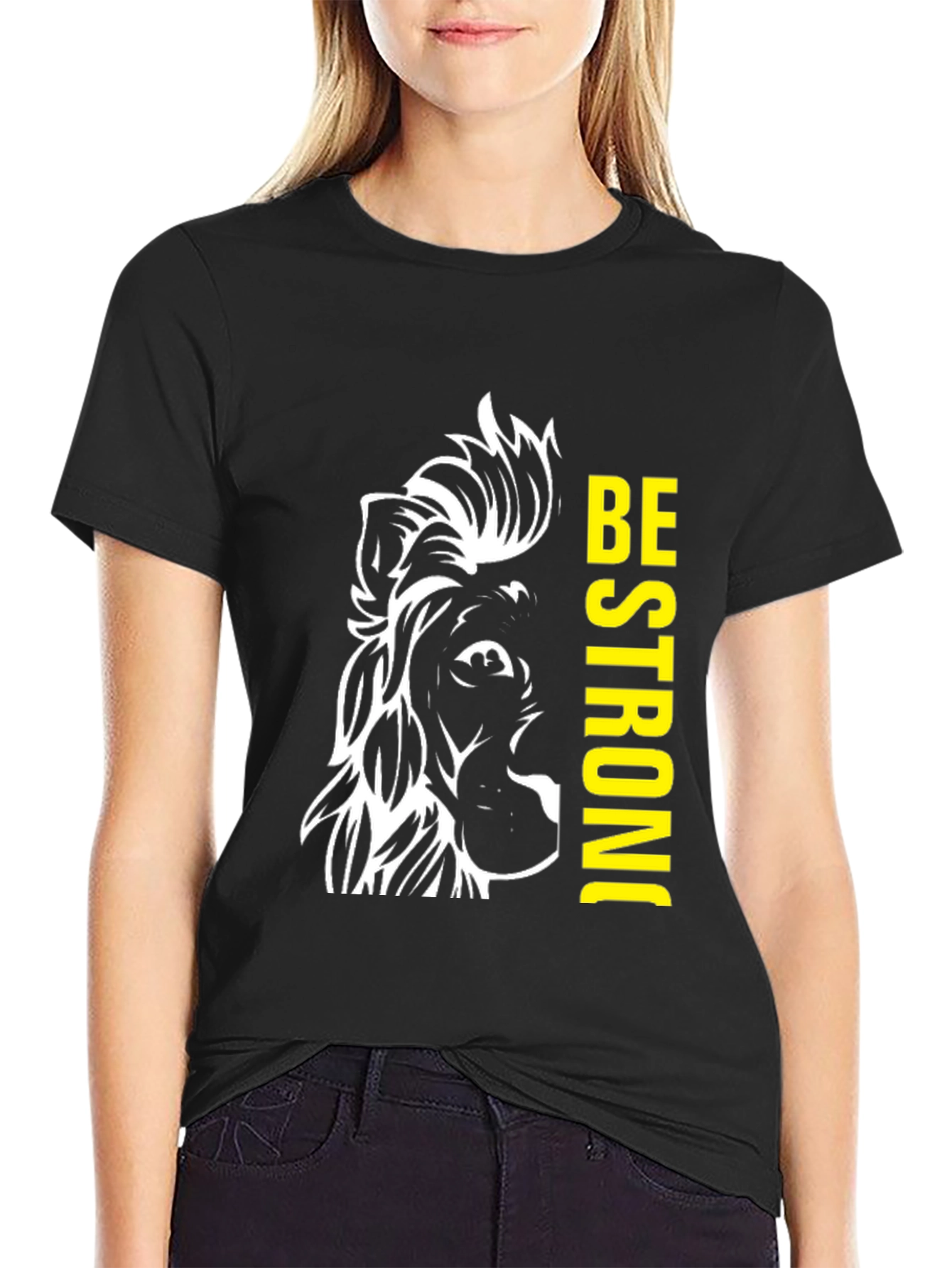 Lion Be Strong Black Graphic Tee