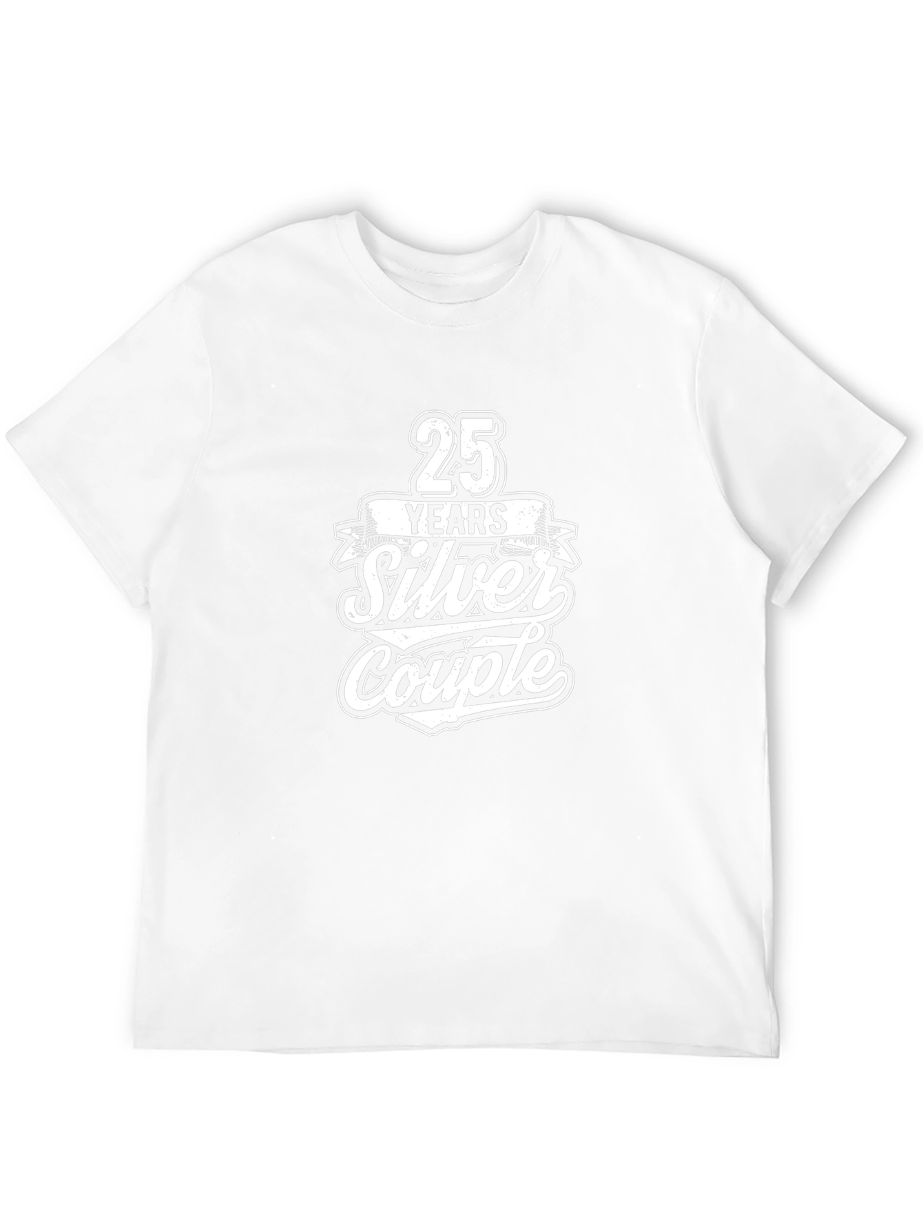 25 Years Silver Couple Black T-Shirt