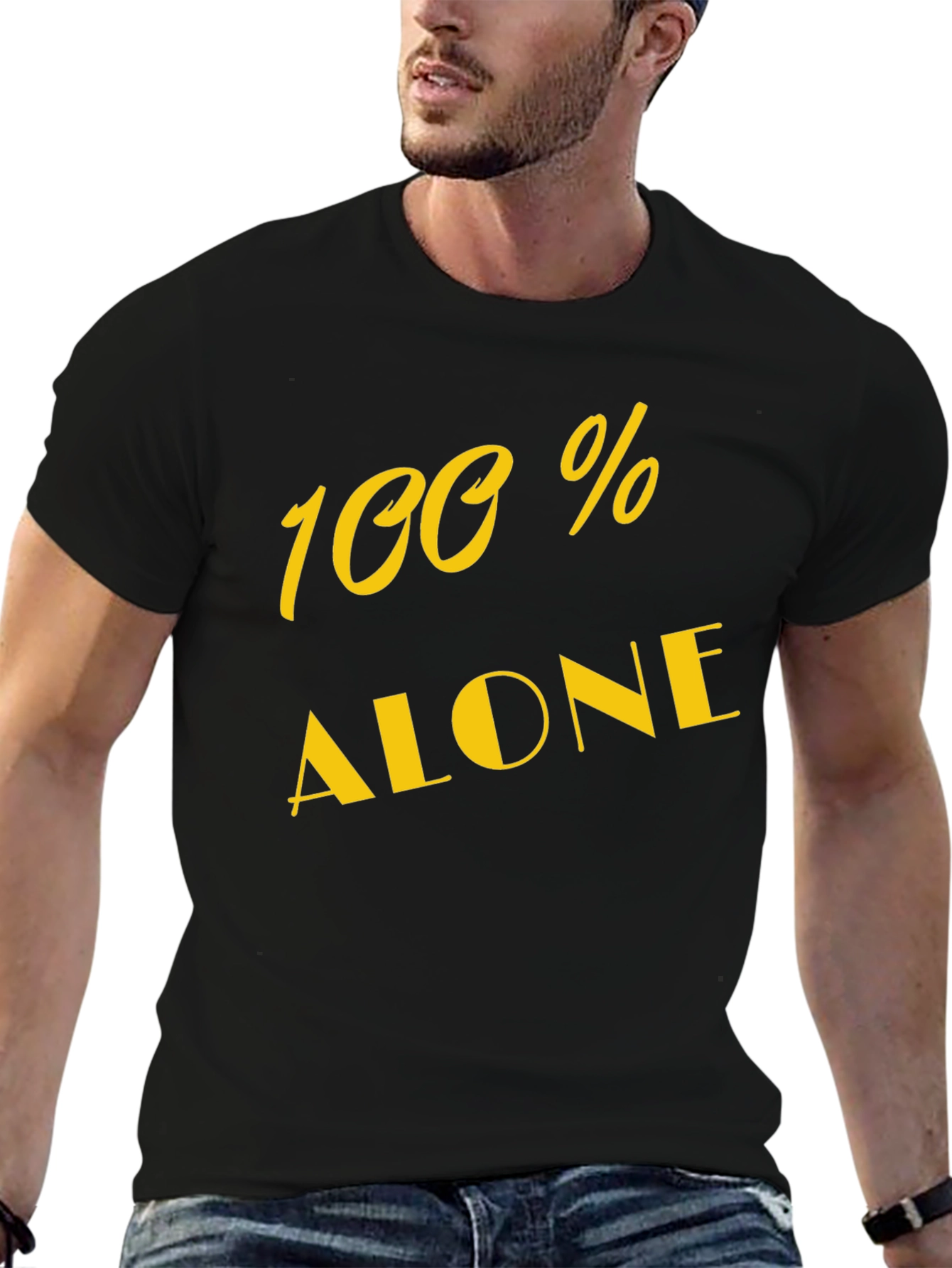 100% Alone Black Graphic Tee