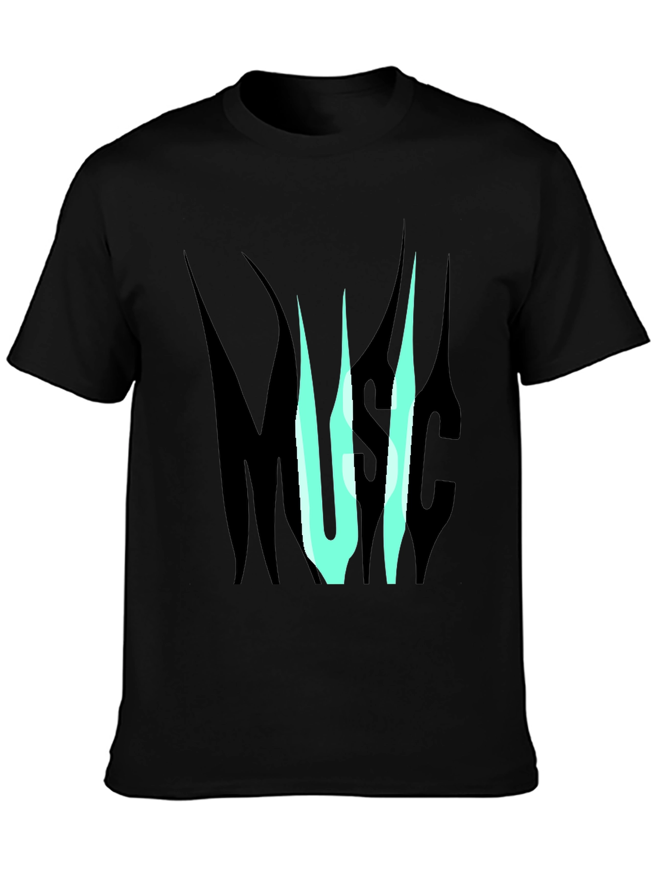 Music Graphic Print T-Shirt - Black