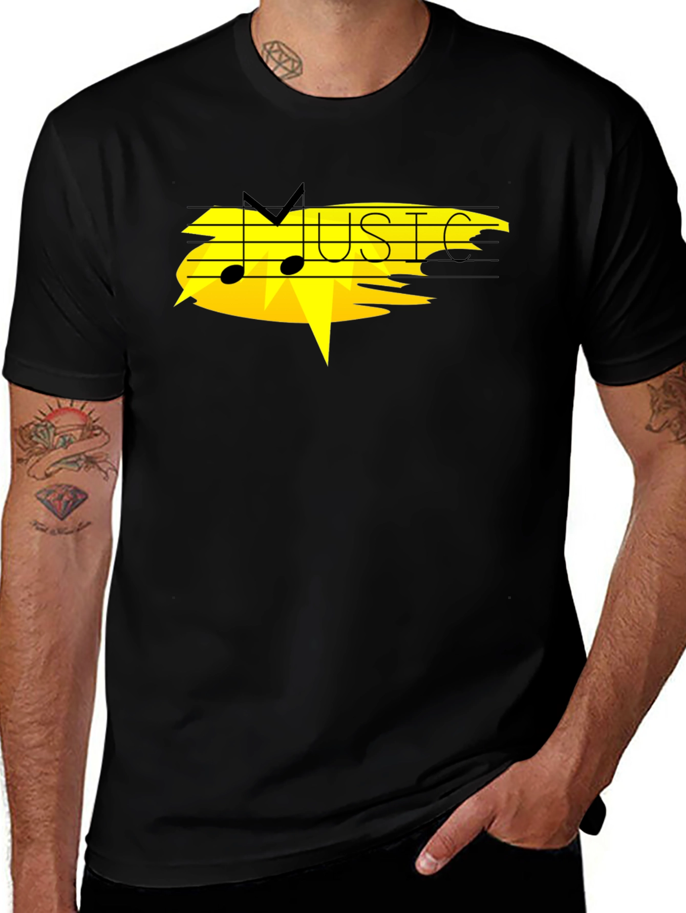 Music Graphic Black T-Shirt - Modern Style