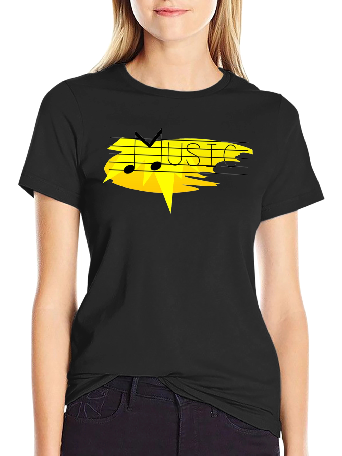 Music Graphic Black T-Shirt - Modern Style