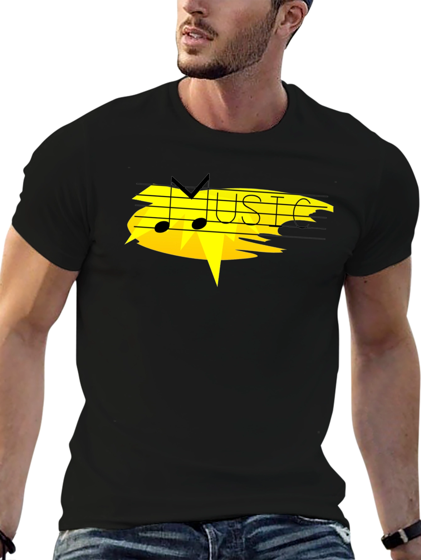 Music Graphic Black T-Shirt - Modern Style