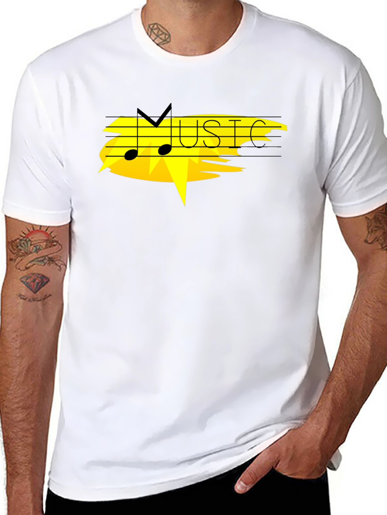 Music Graphic Black T-Shirt - Modern Style
