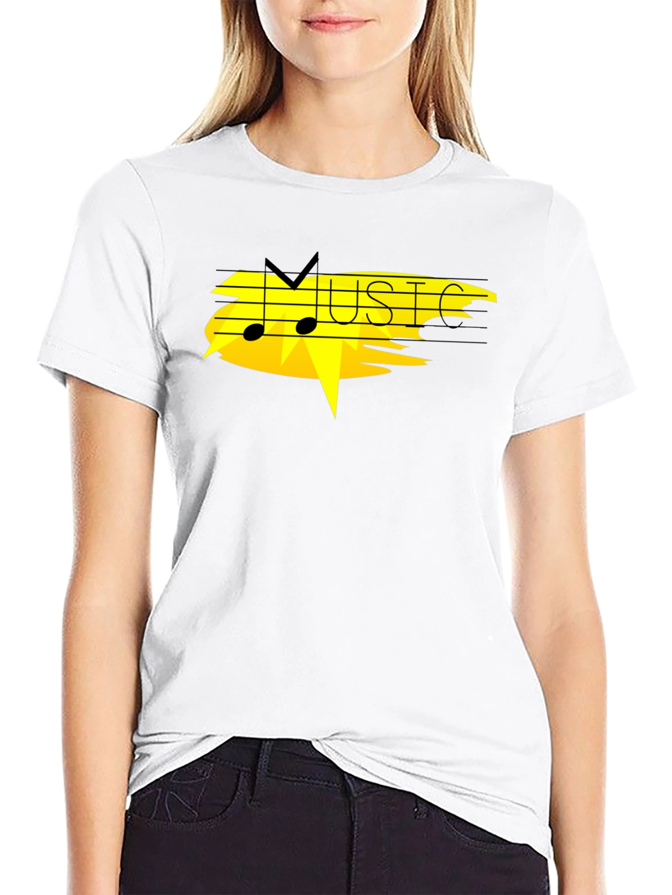 Music Graphic Black T-Shirt - Modern Style