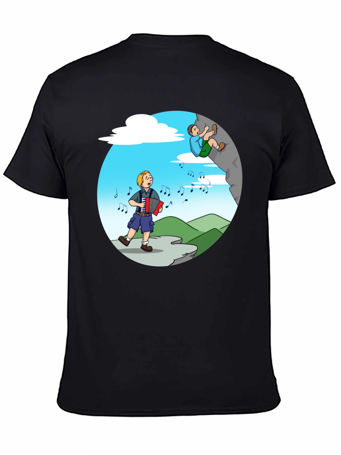 Music Lovers Climbing Tee - Adventure Cartoon Shirt