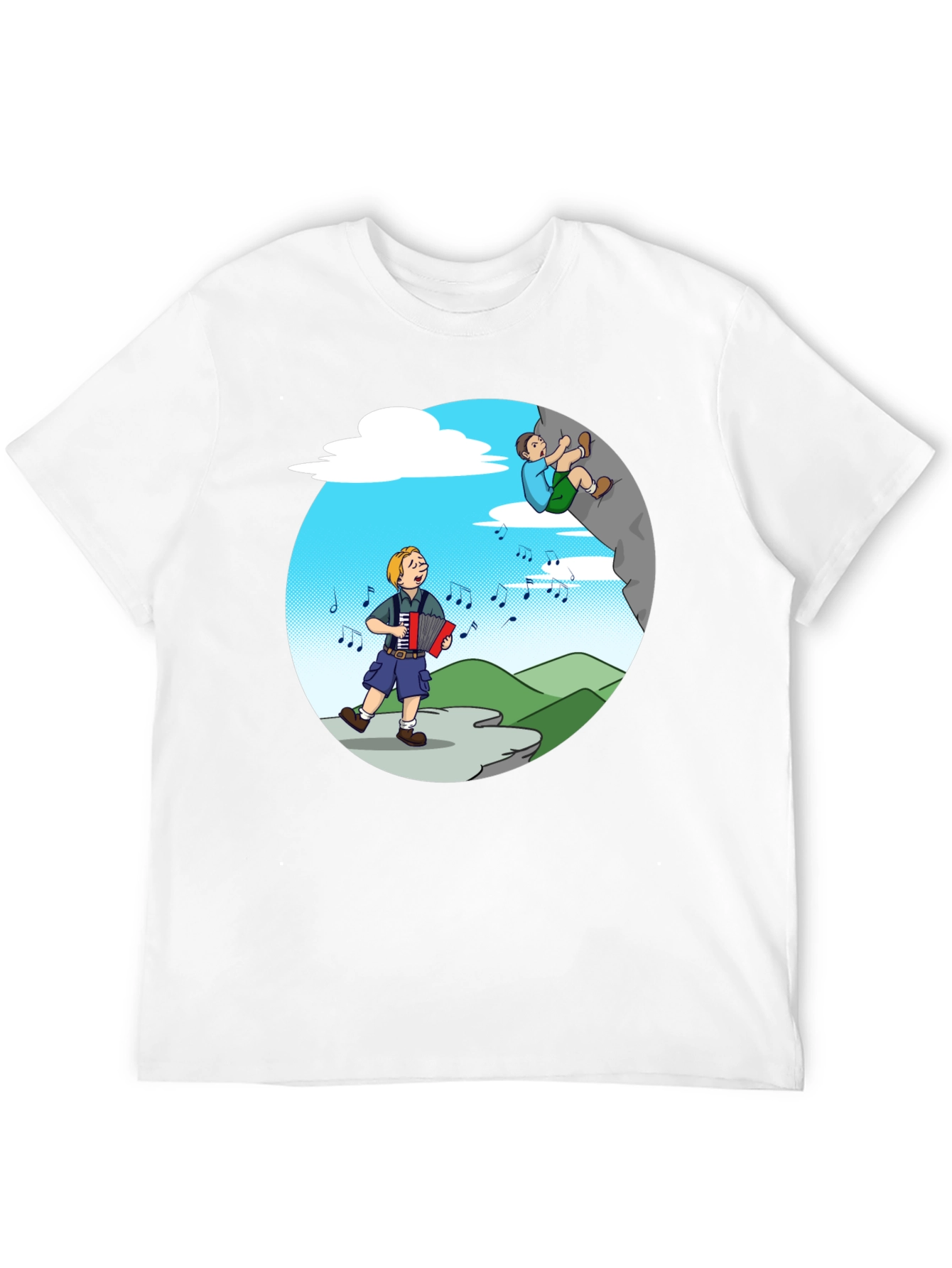 Music Lovers Climbing Tee - Adventure Cartoon Shirt