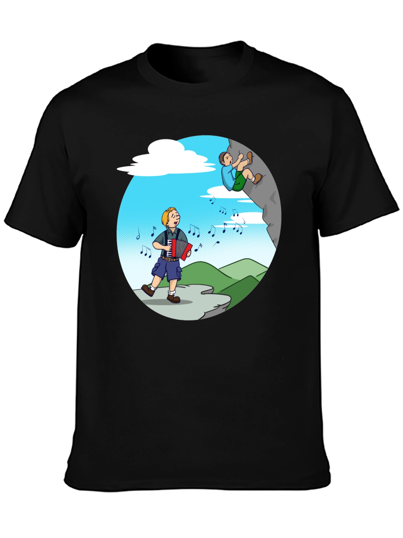 Music Lovers Climbing Tee - Adventure Cartoon Shirt