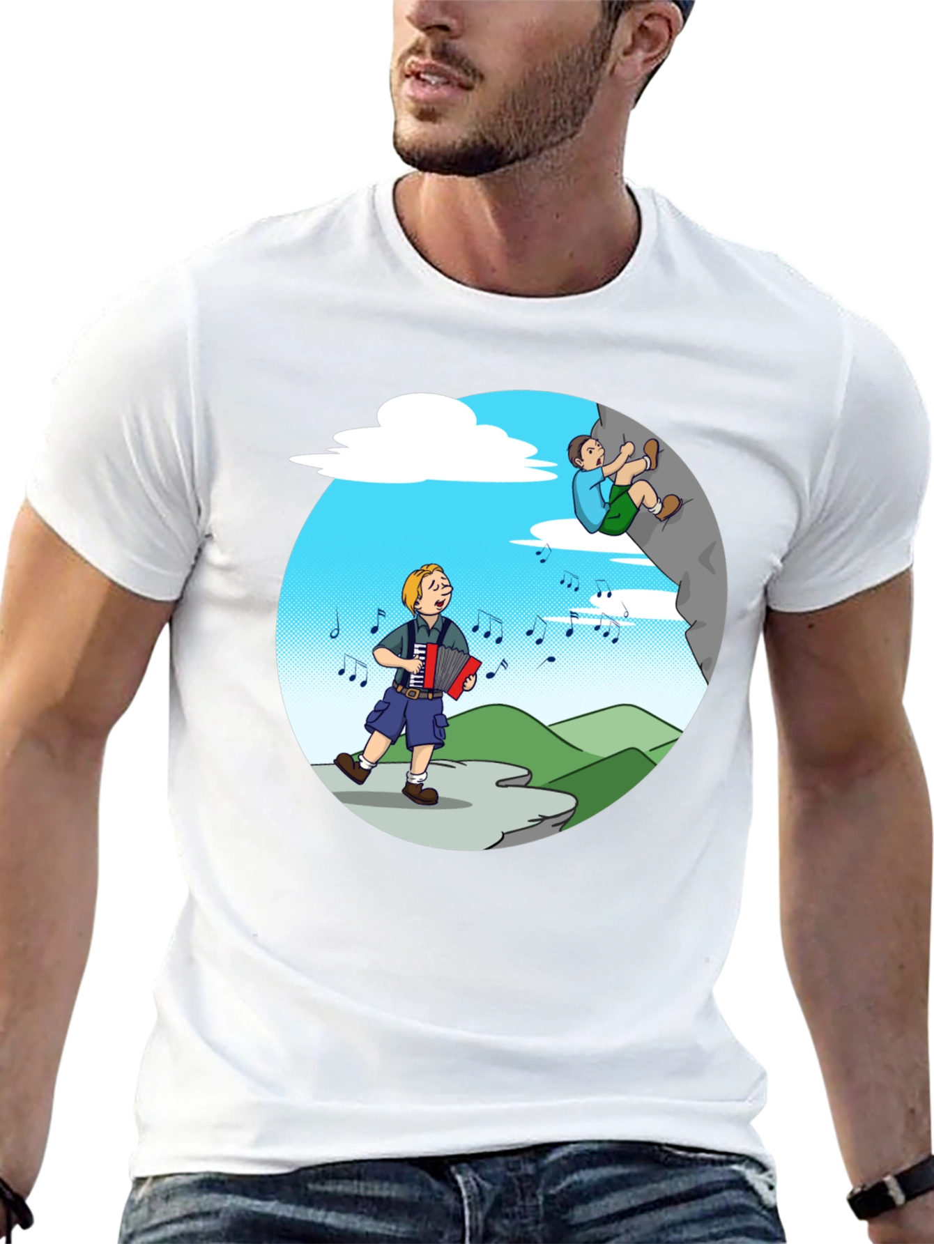 Music Lovers Climbing Tee - Adventure Cartoon Shirt