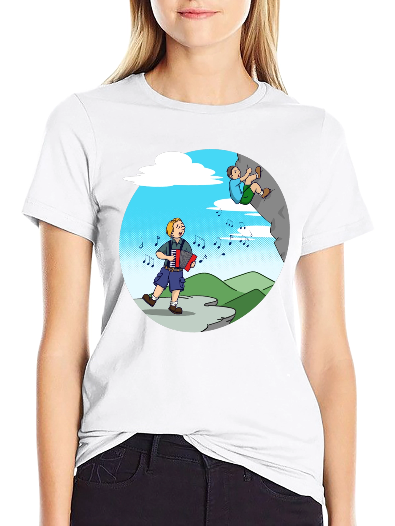 Music Lovers Climbing Tee - Adventure Cartoon Shirt