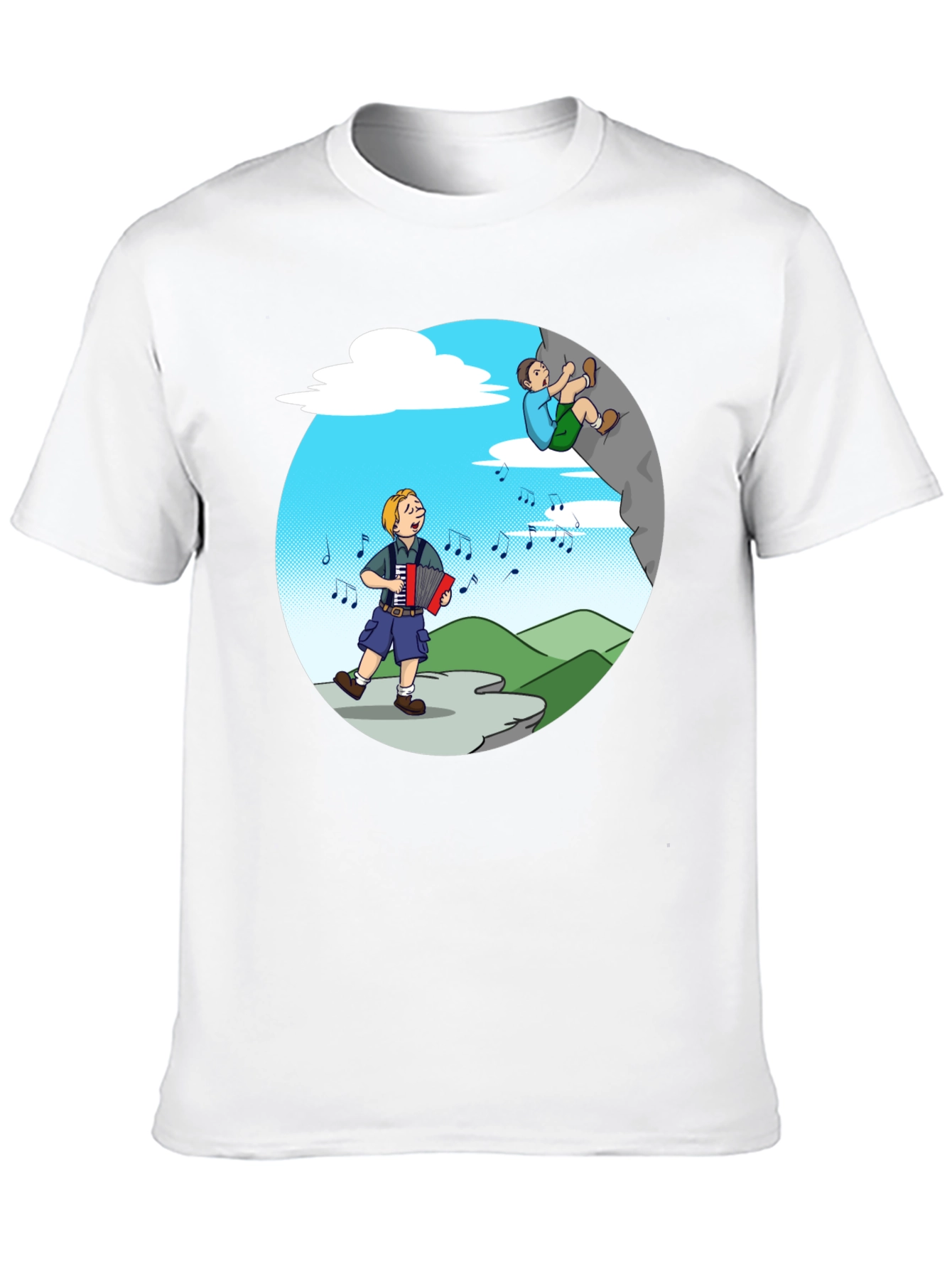 Music Lovers Climbing Tee - Adventure Cartoon Shirt