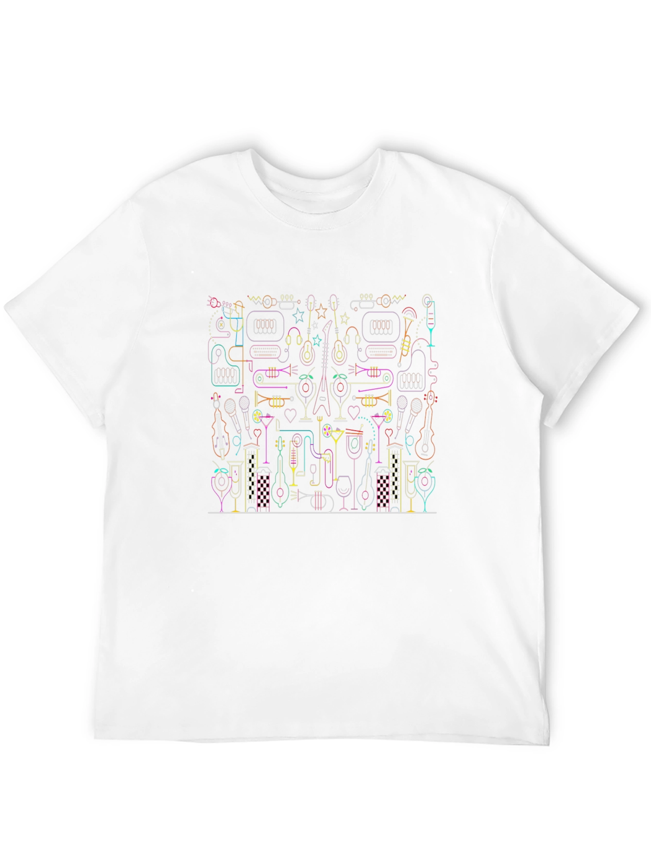 Music Lovers Neon Graphic Tee - Black
