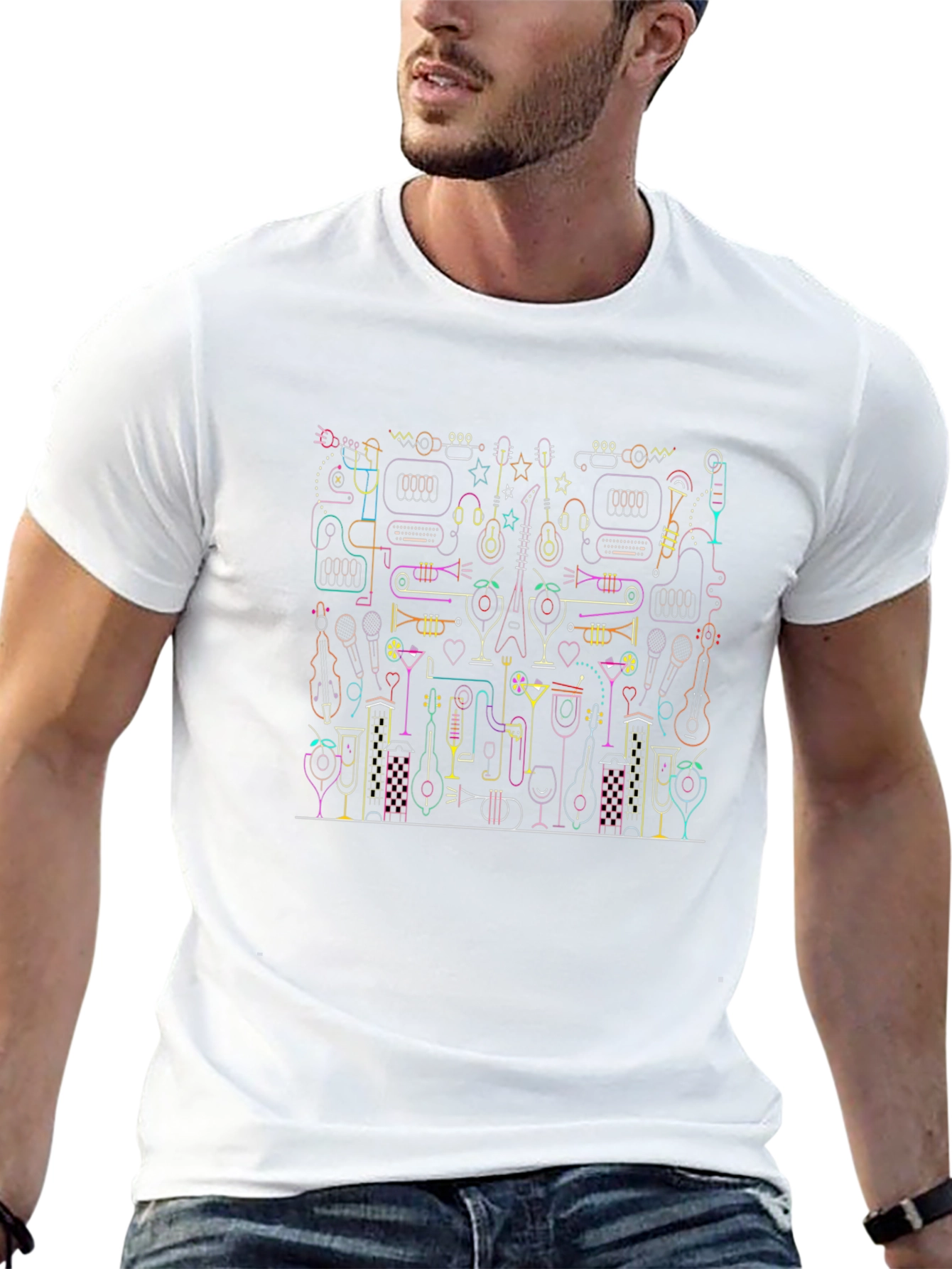 Music Lovers Neon Graphic Tee - Black