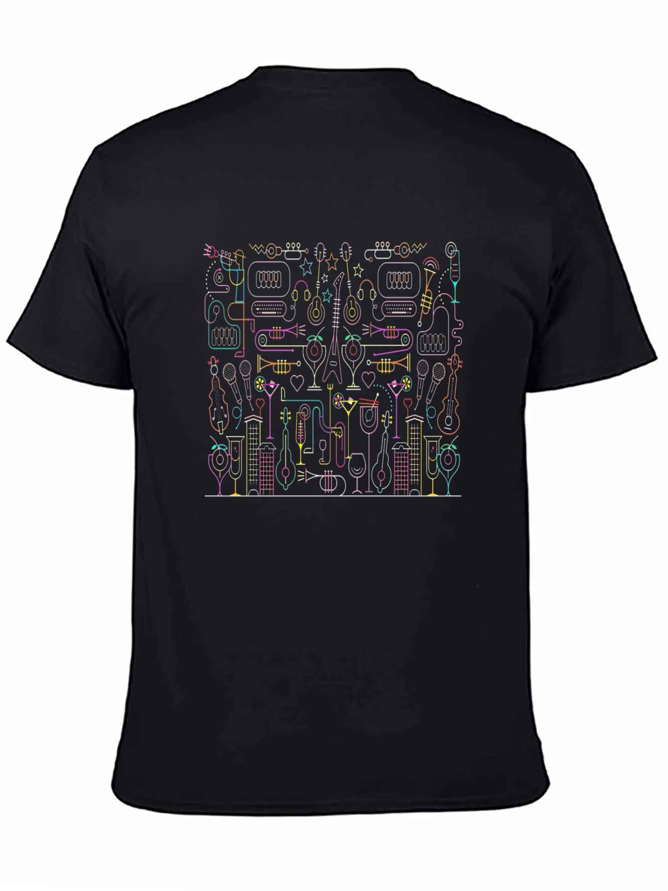 Music Lovers Neon Graphic Tee - Black