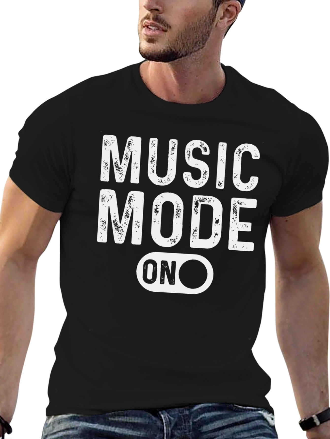 Music Mode ON Graphic Tee - Black