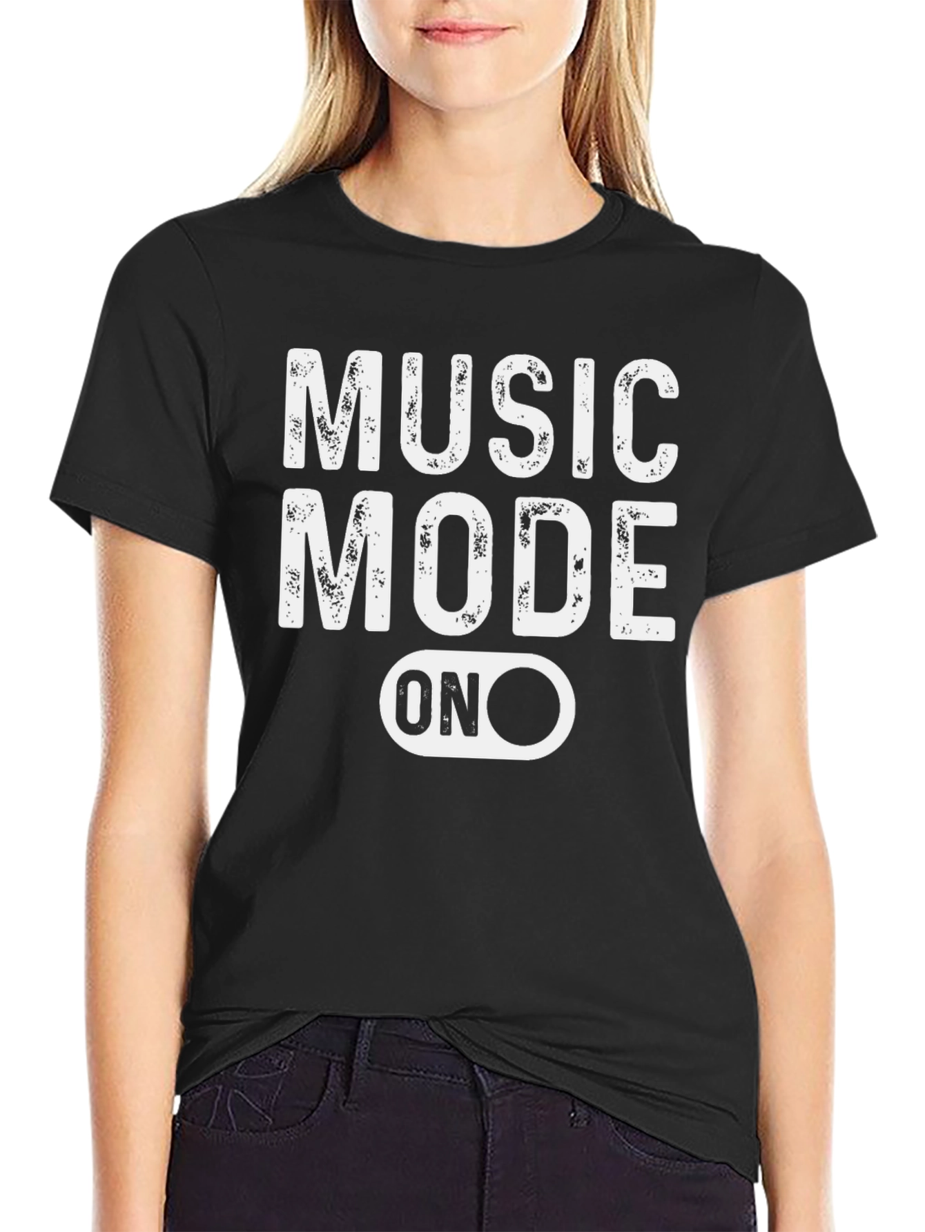Music Mode ON Graphic Tee - Black