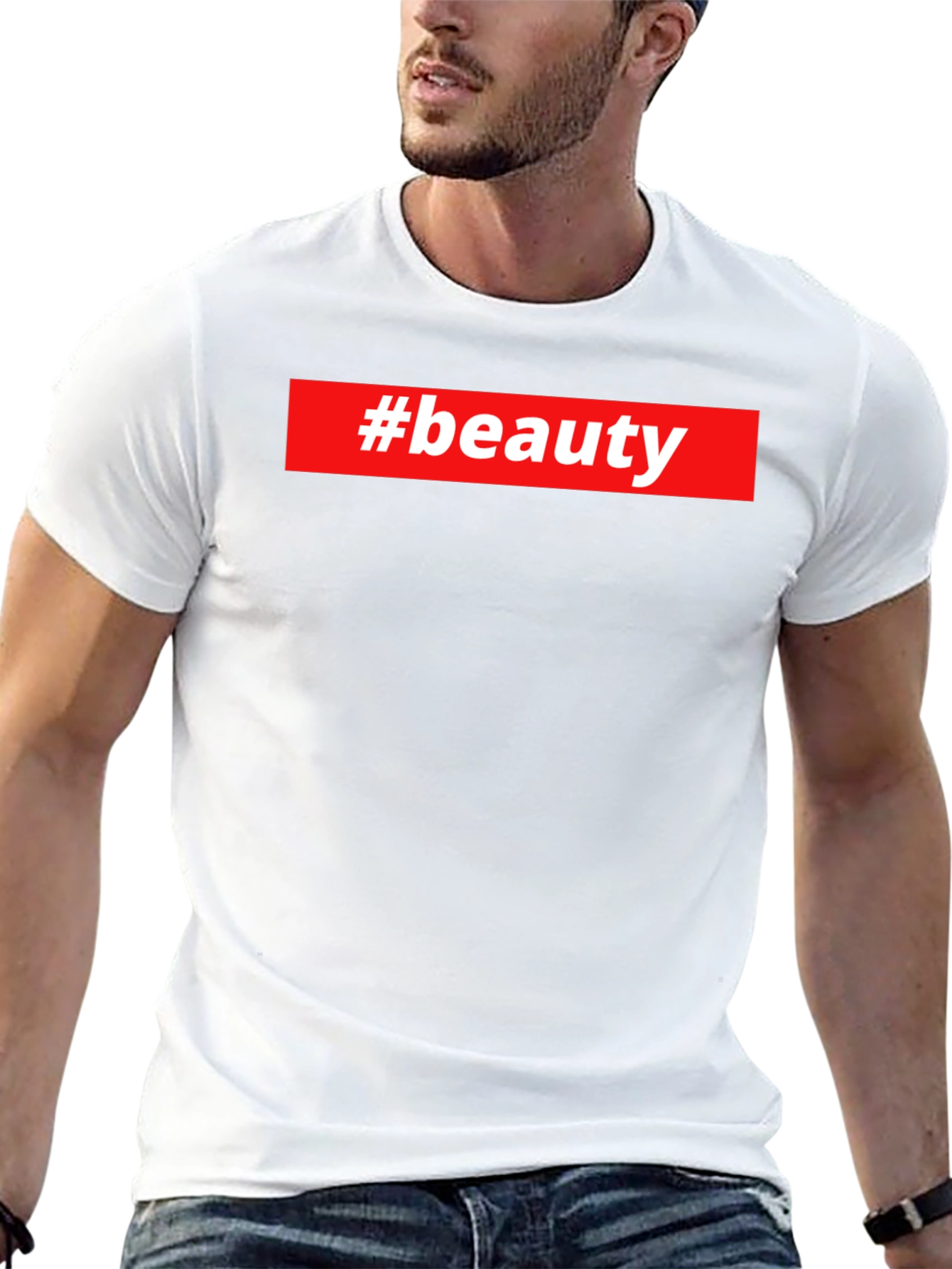 #beauty Graphic Tee - Stylish Black T-Shirt