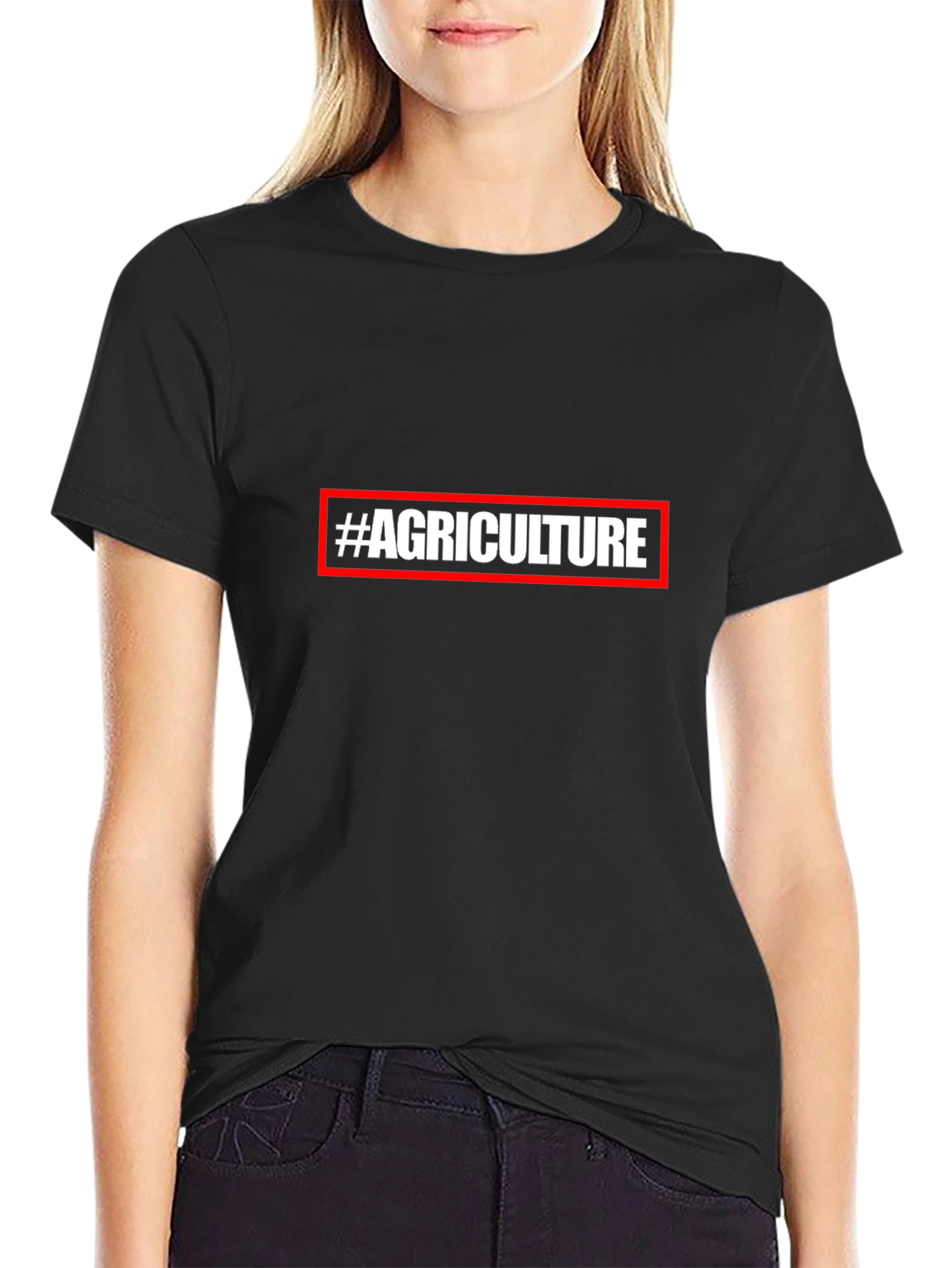 #Agriculture Black Cotton Blend Graphic Tee
