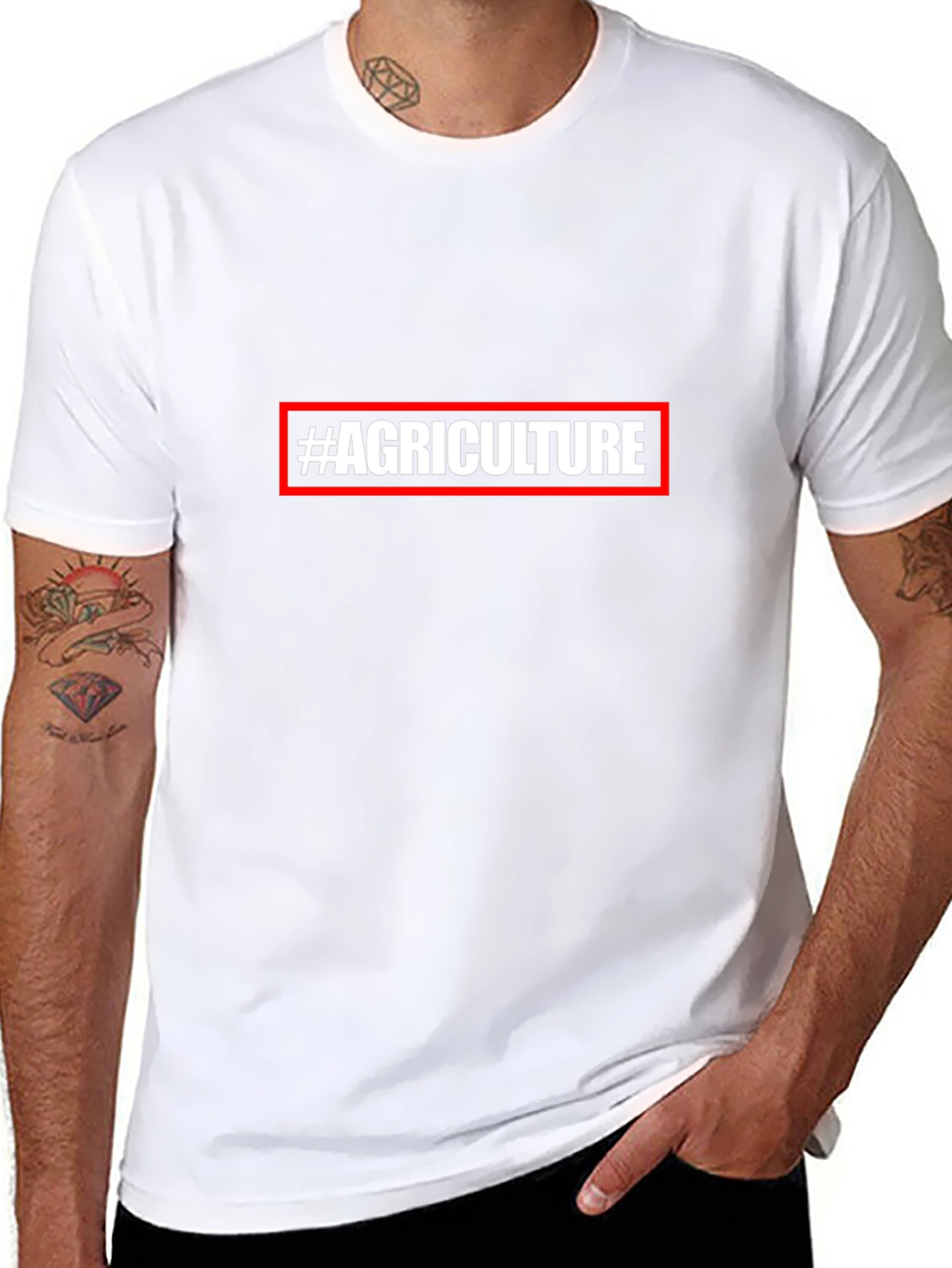 #Agriculture Black Cotton Blend Graphic Tee
