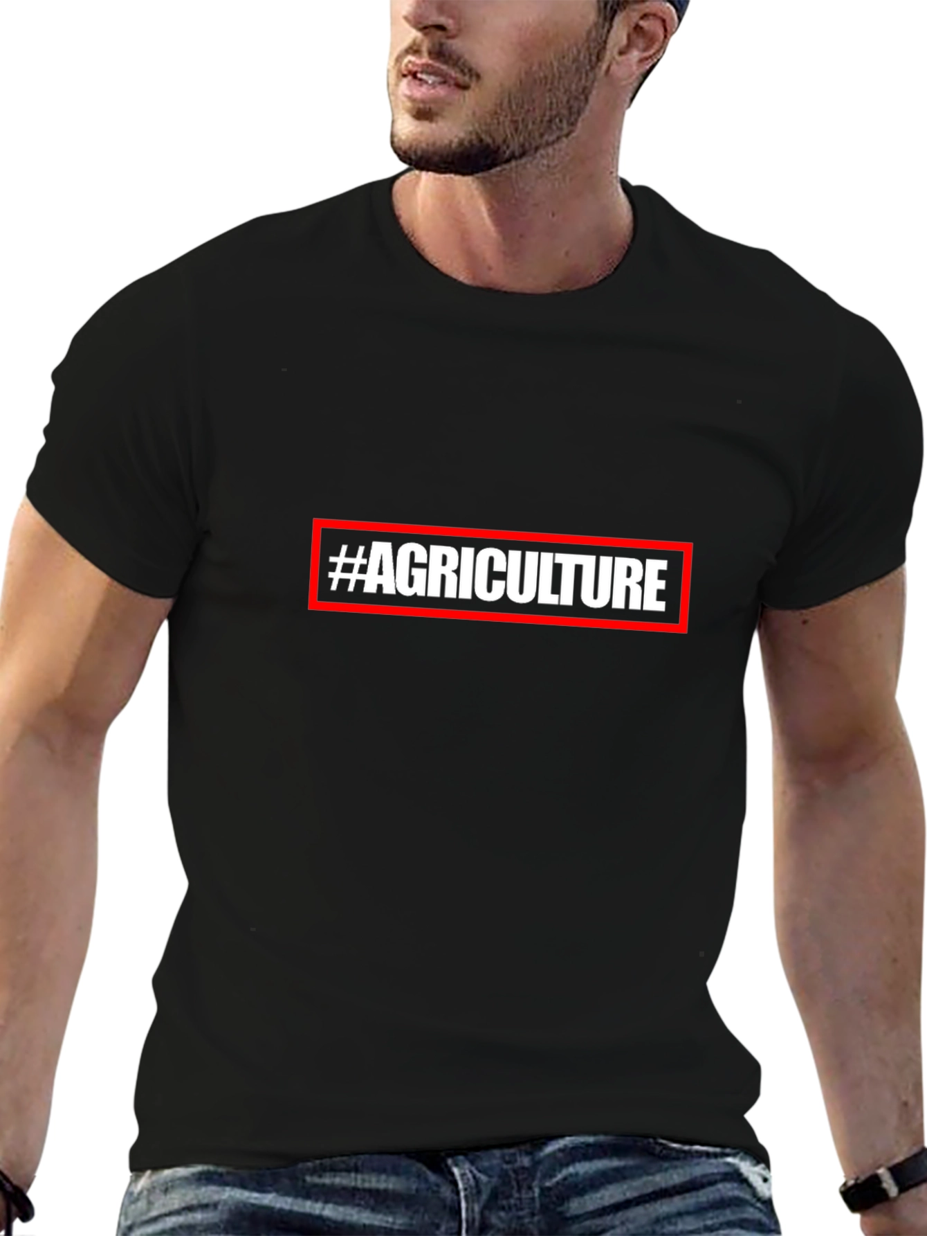 #Agriculture Black Cotton Blend Graphic Tee