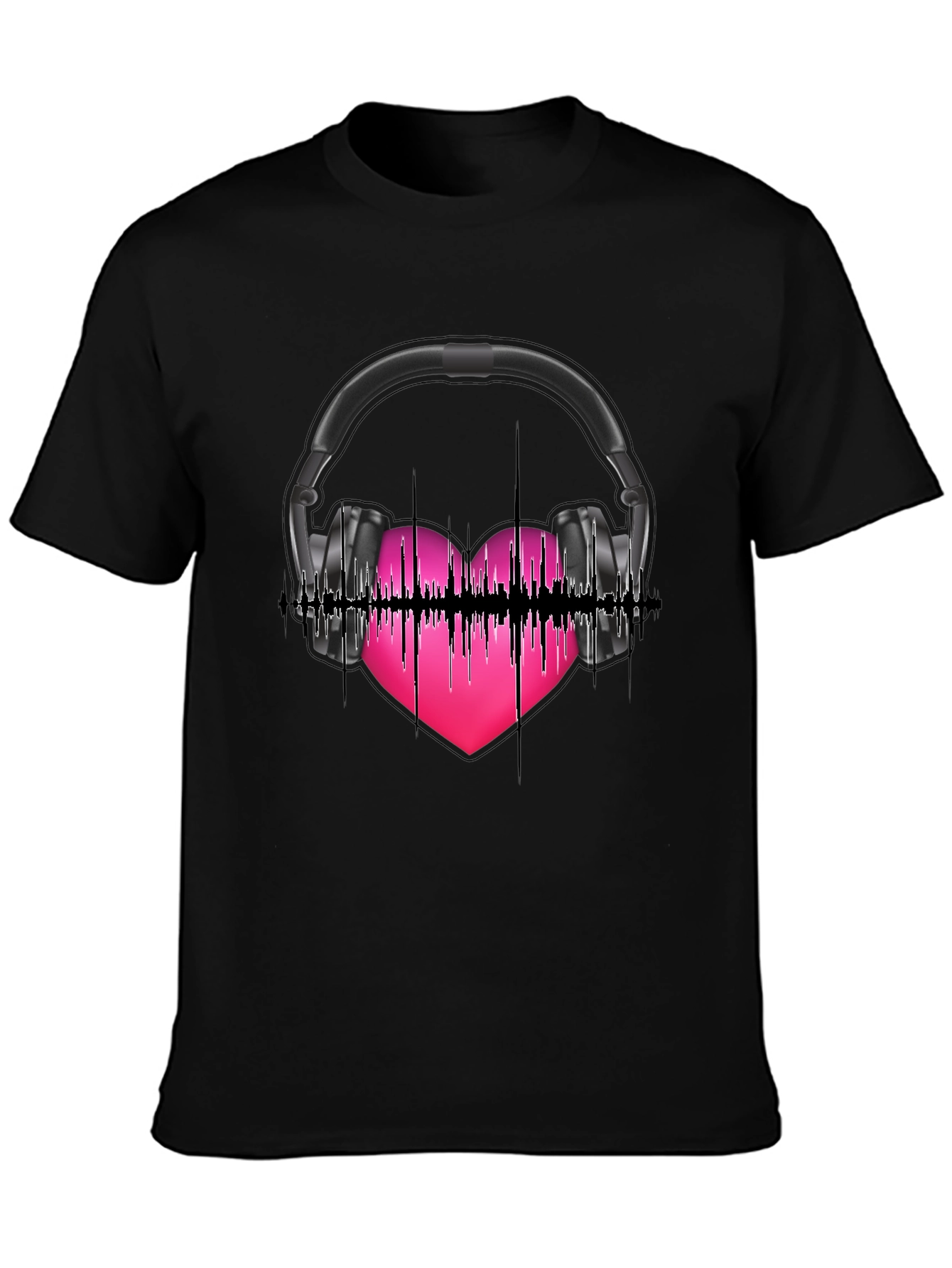 Music Lovers Tee: Headphones & Heartbeat Design