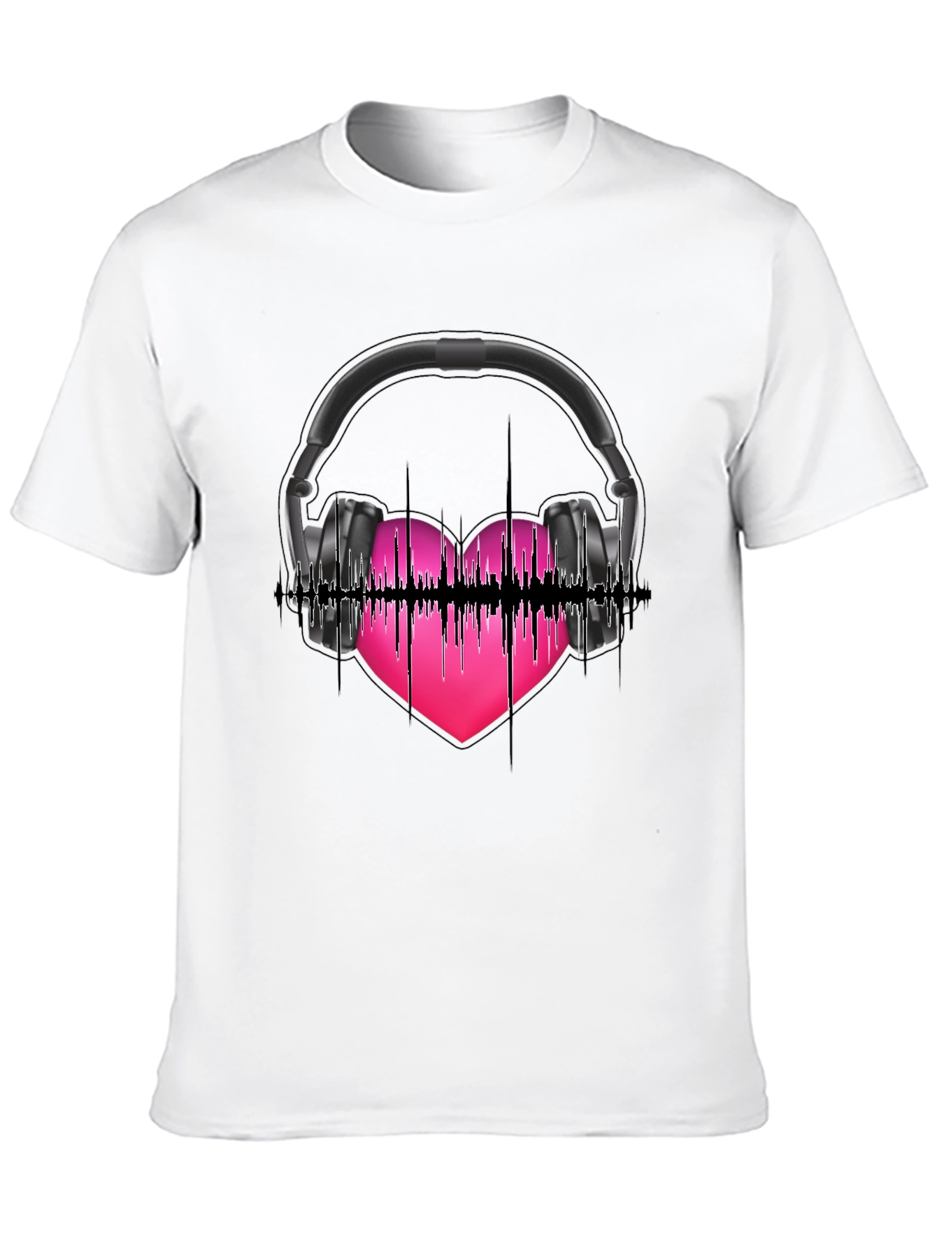 Music Lovers Tee: Headphones & Heartbeat Design