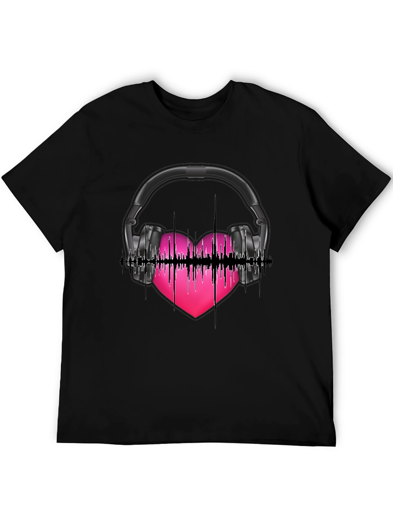 Music Lovers Tee: Headphones & Heartbeat Design