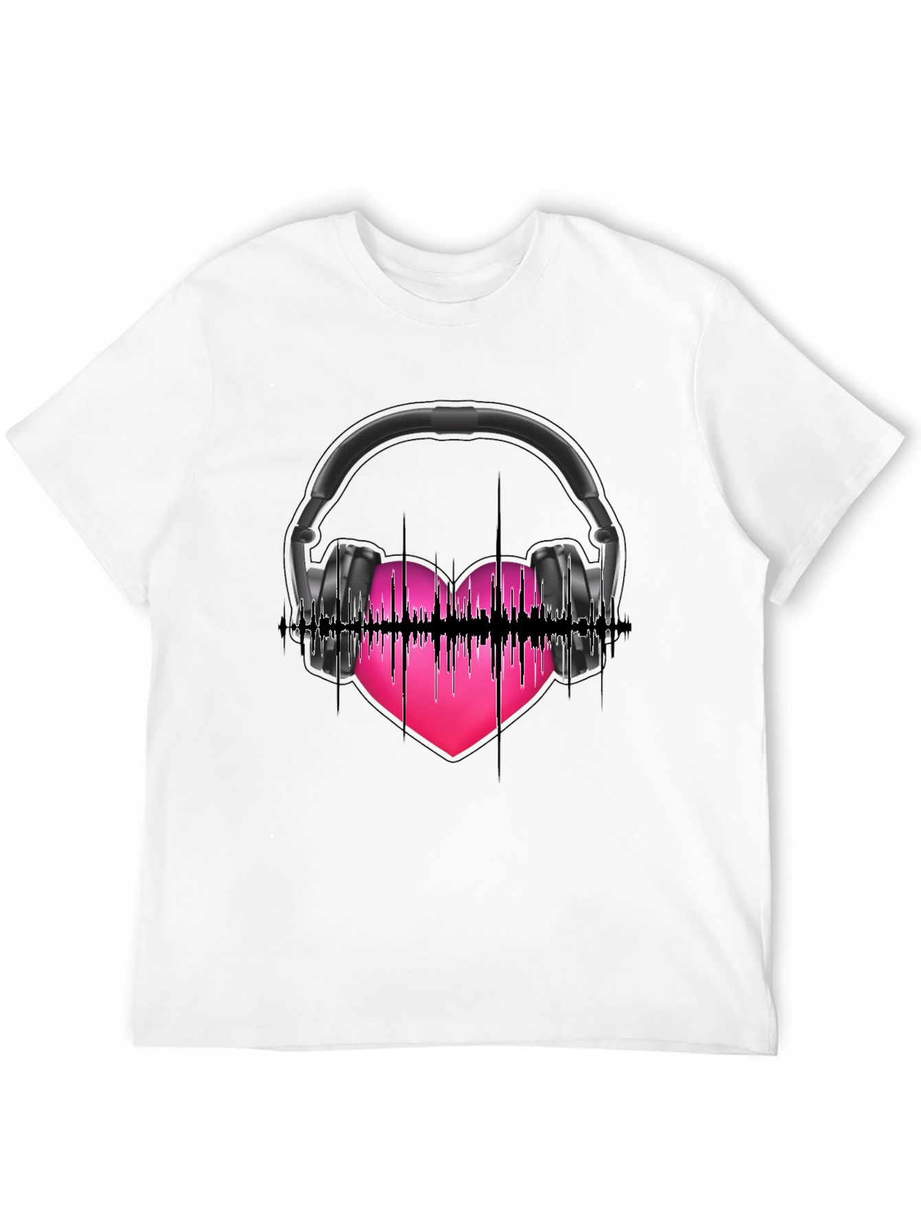 Music Lovers Tee: Headphones & Heartbeat Design