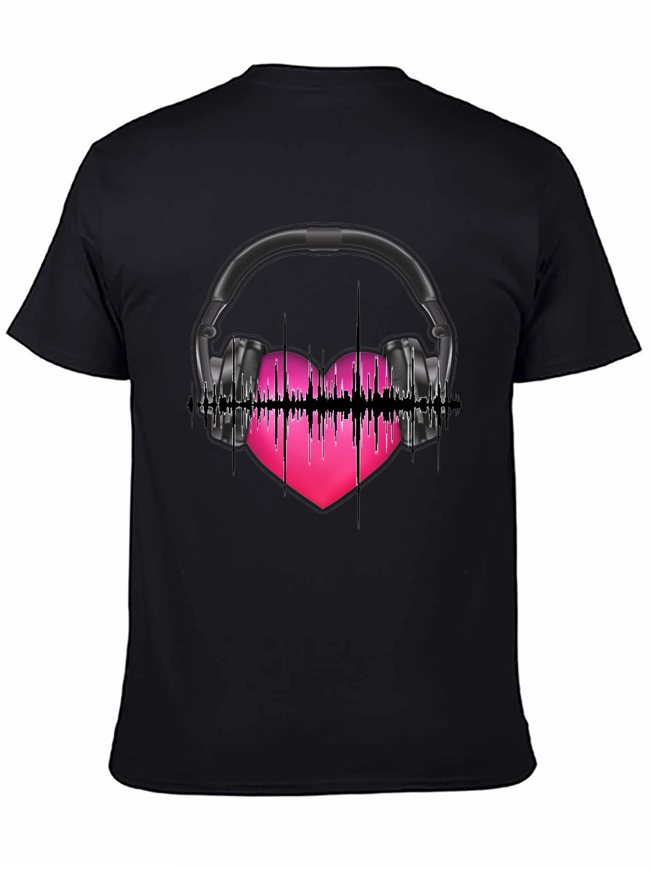 Music Lovers Tee: Headphones & Heartbeat Design