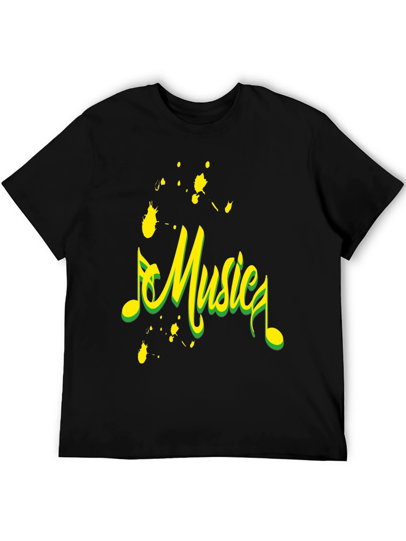 Music Design Black Cotton T-Shirt