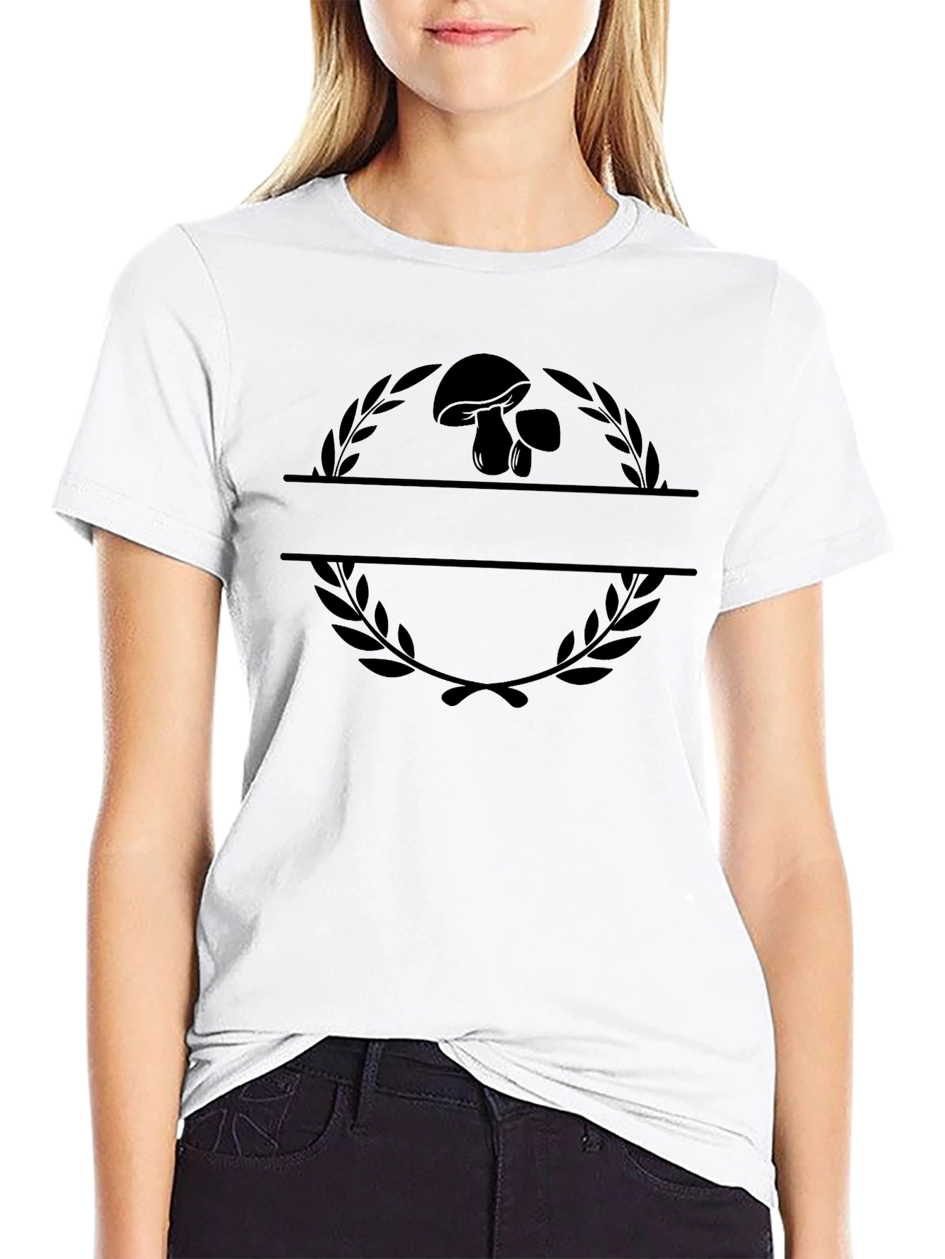 Mushroom Wreath Black T-Shirt