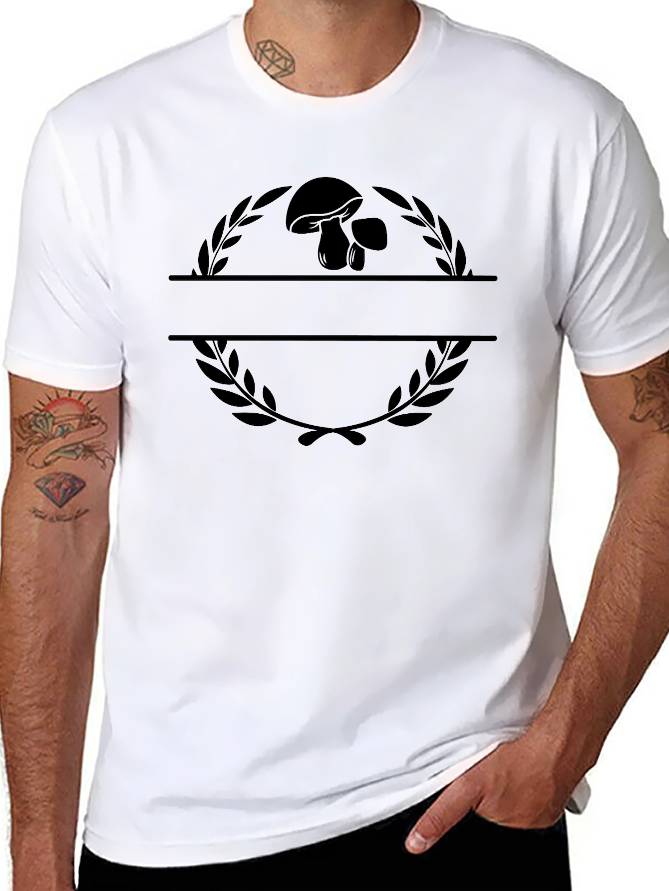 Mushroom Wreath Black T-Shirt