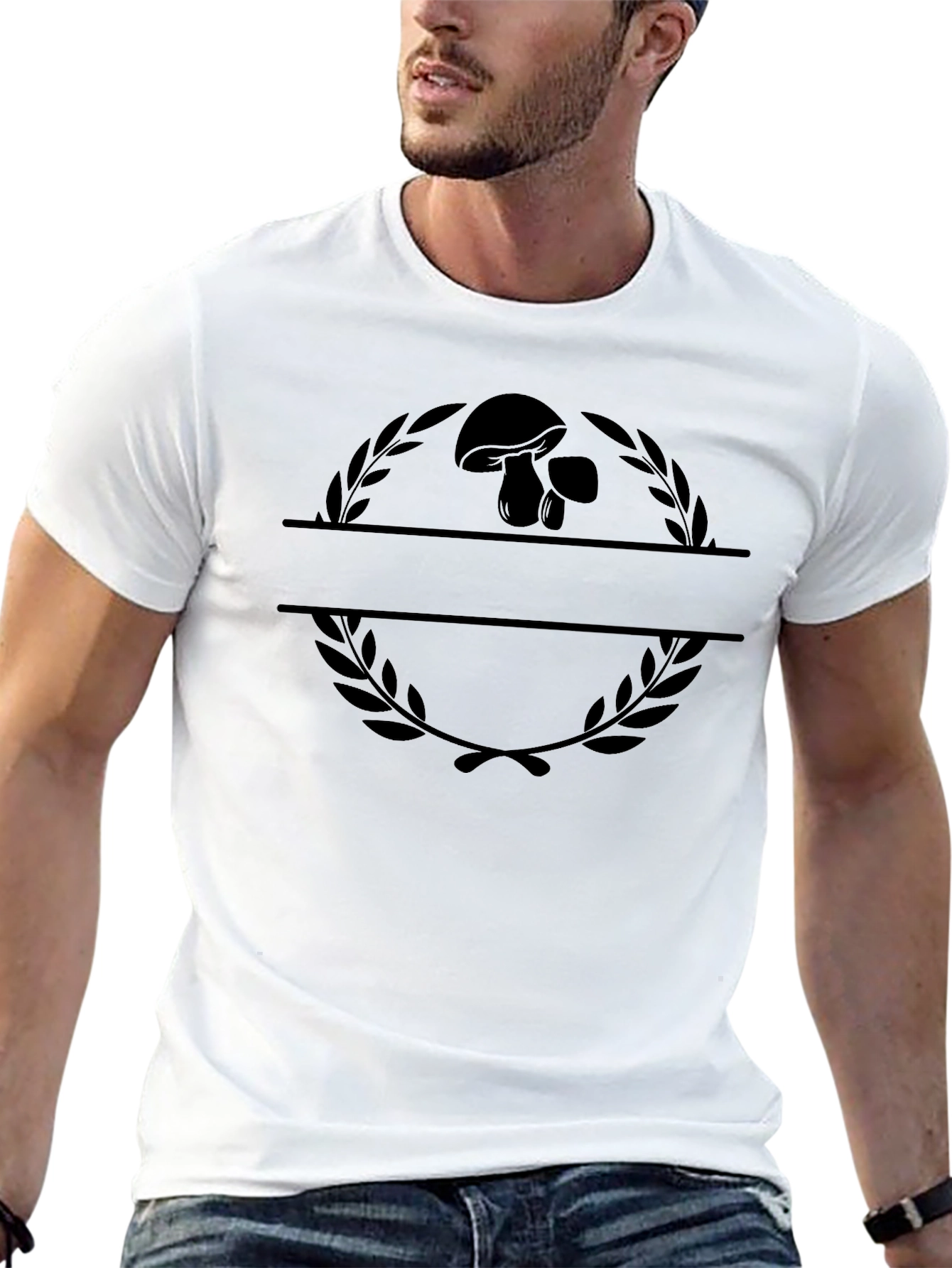 Mushroom Wreath Black T-Shirt