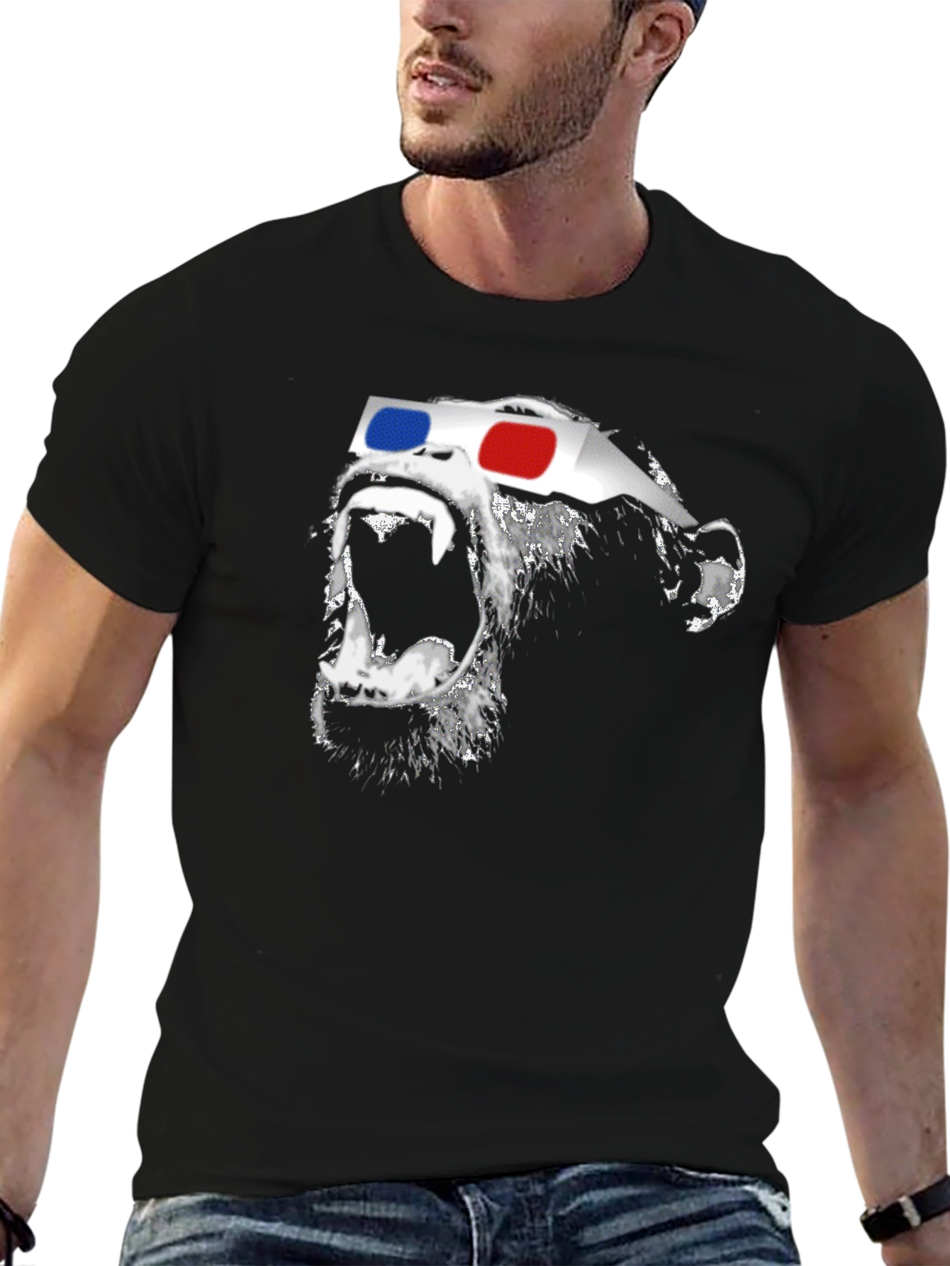 3D Gorilla Graphic Tee - Stylish Black T-Shirt