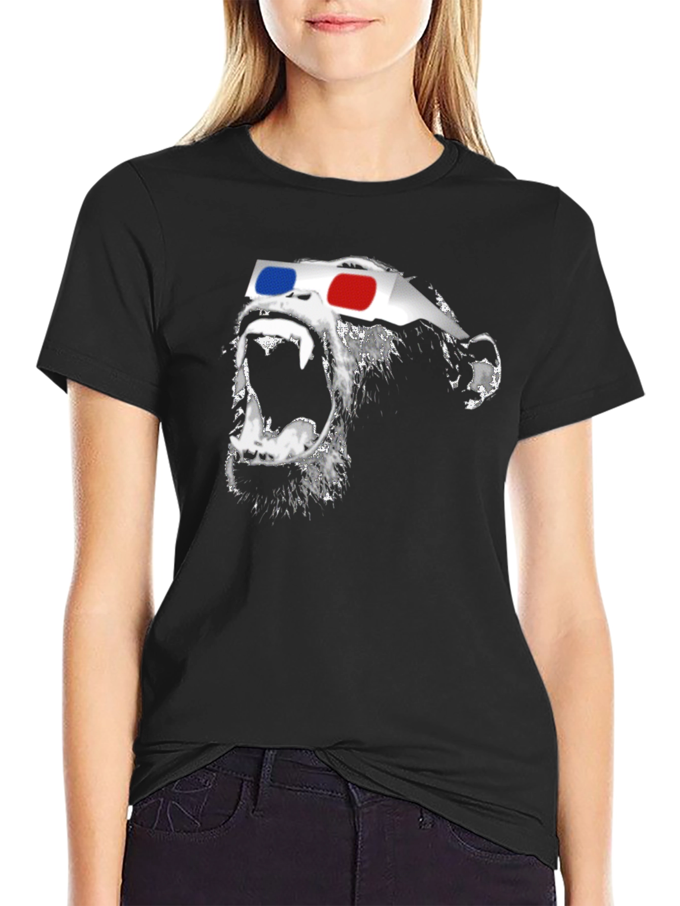 3D Gorilla Graphic Tee - Stylish Black T-Shirt