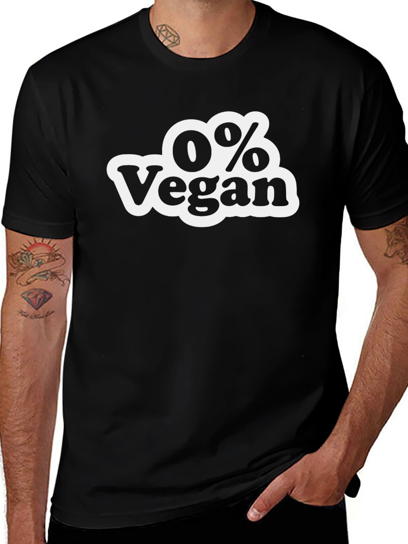 0% Vegan Mens Black Graphic T-Shirt