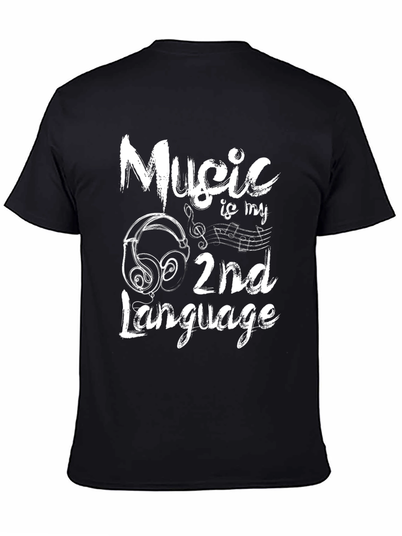 Music is My 2nd Language Black Graphic Tee