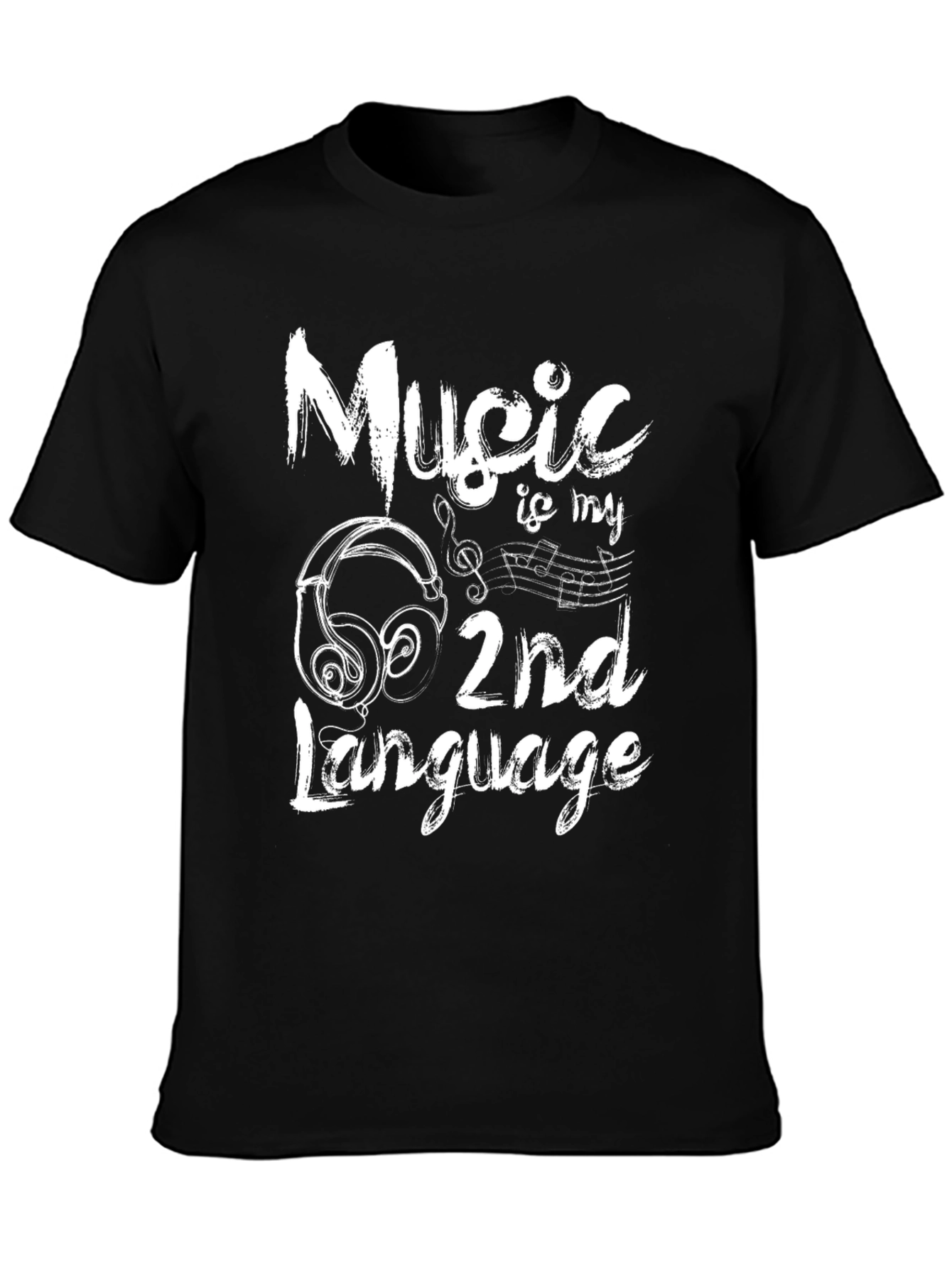 Music is My 2nd Language Black Graphic Tee